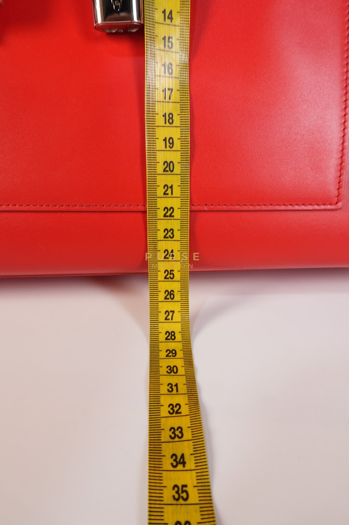 Lady Dior Front Pocket Large Tote Bag in Red Smooth Calfskin Leather & Silver Hardware | Purse Maison Luxury Bags Shop