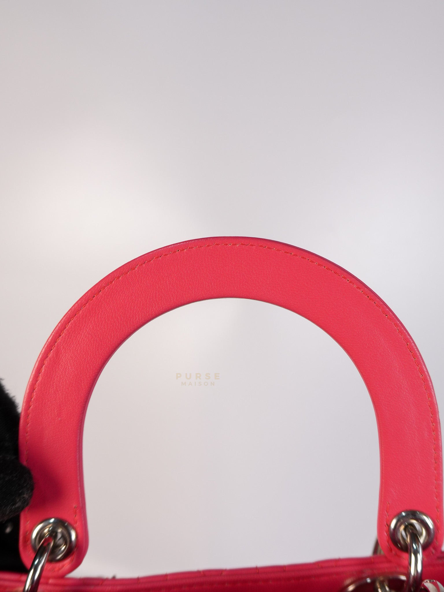 Lady Dior Large Coral Pink Cannage Lambskin Leather in Silver Hardware | Purse Maison Luxury Bags Shop