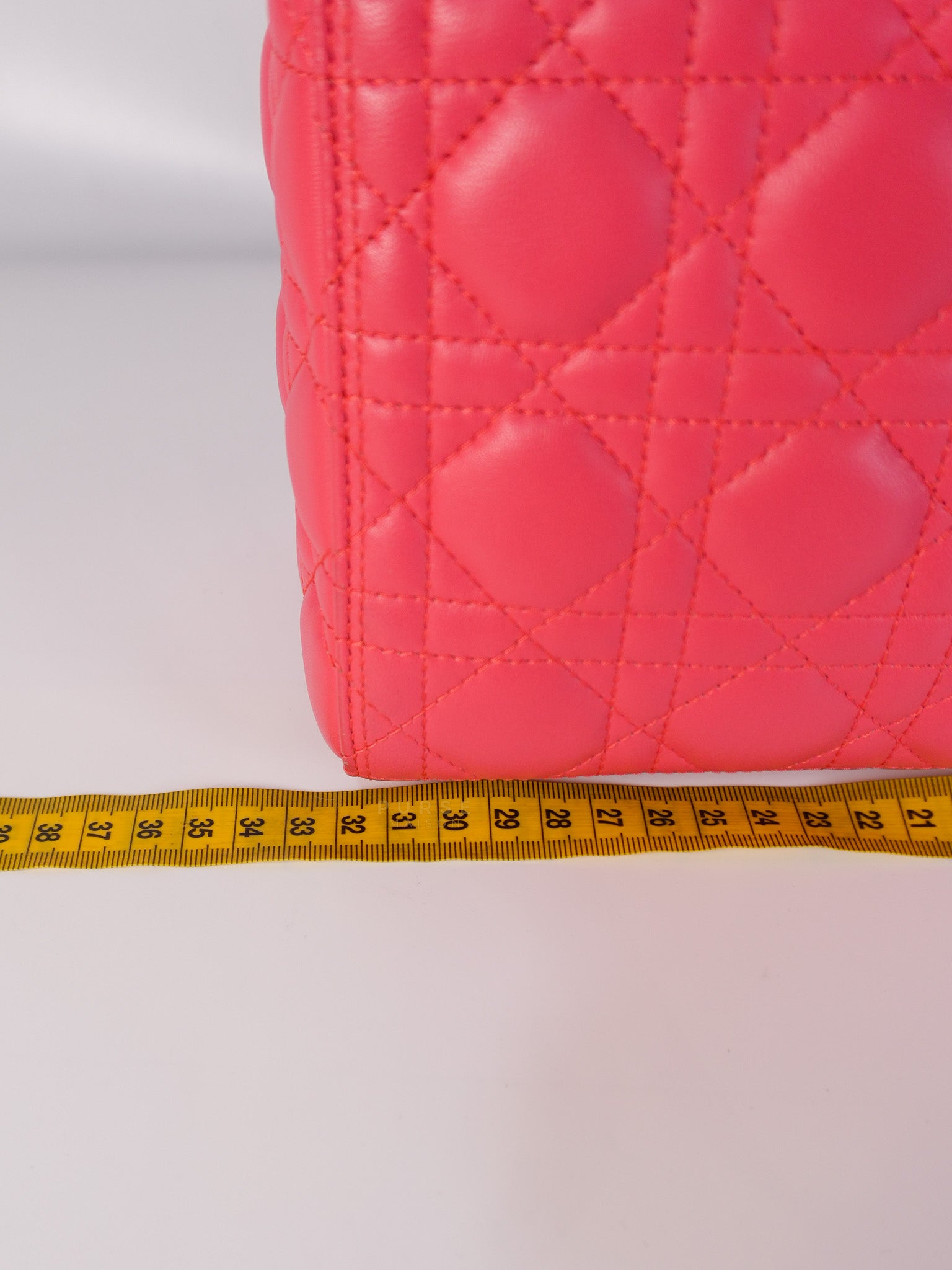 Lady Dior Large Coral Pink Cannage Lambskin Leather in Silver Hardware | Purse Maison Luxury Bags Shop