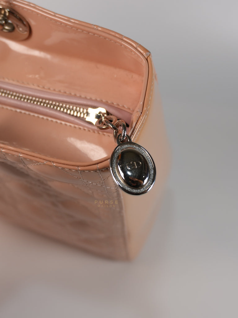 Lady Dior Large Light Pink Cannage Patent Leather | Purse Maison Luxury Bags Shop