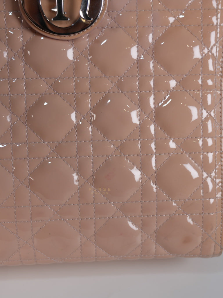Lady Dior Large Light Pink Cannage Patent Leather | Purse Maison Luxury Bags Shop