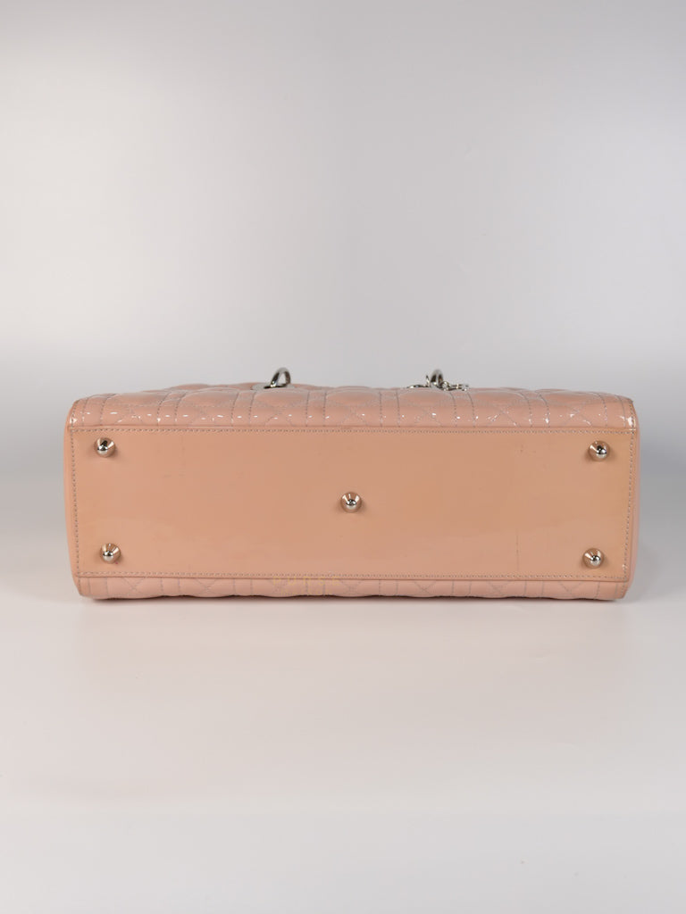 Lady Dior Large Light Pink Cannage Patent Leather | Purse Maison Luxury Bags Shop