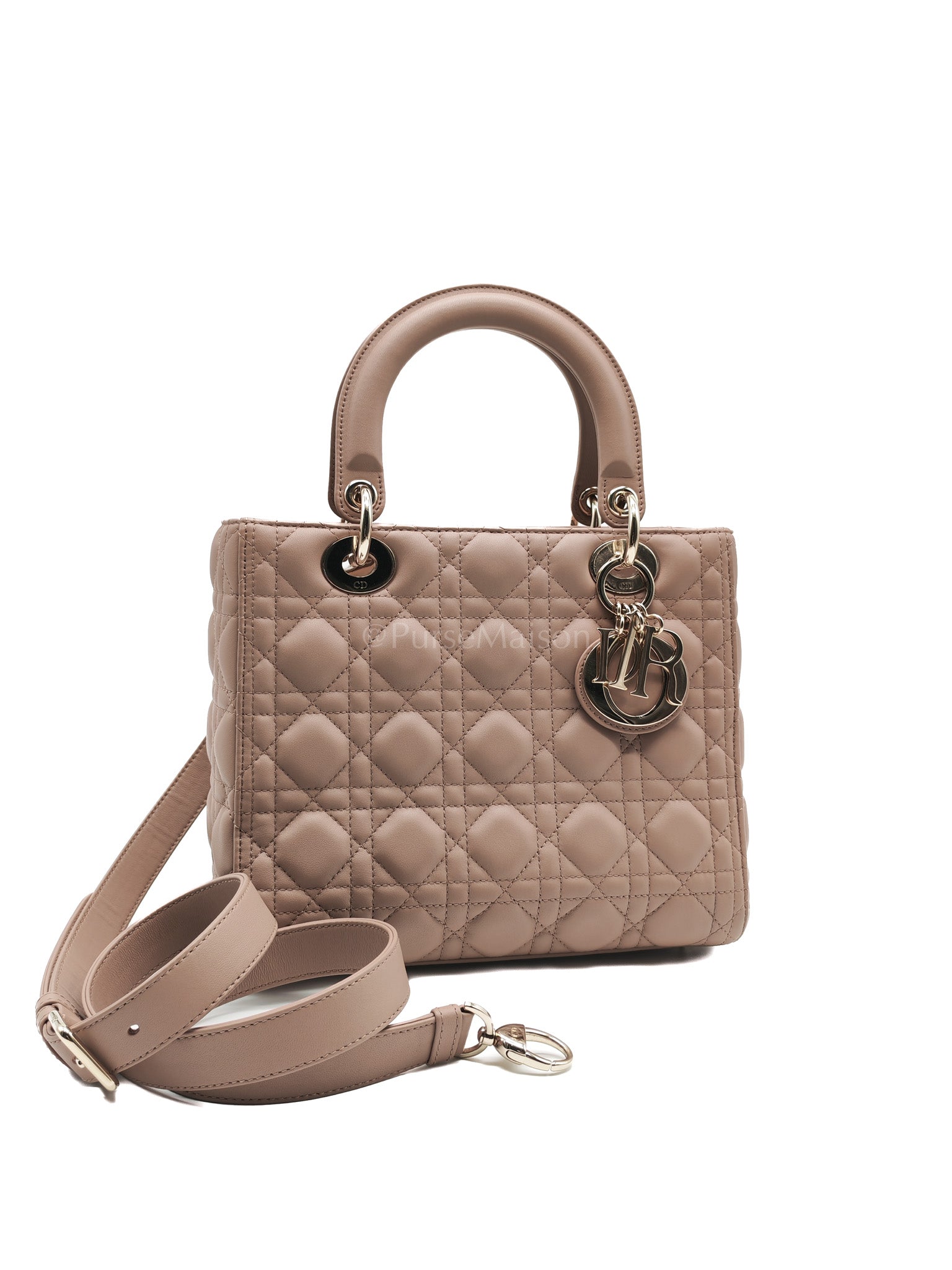 Lady Dior Medium in Dusty Rose in Quilted Cannage Lambskin Leather Shoulder Bag | Purse Maison Luxury Bags Shop
