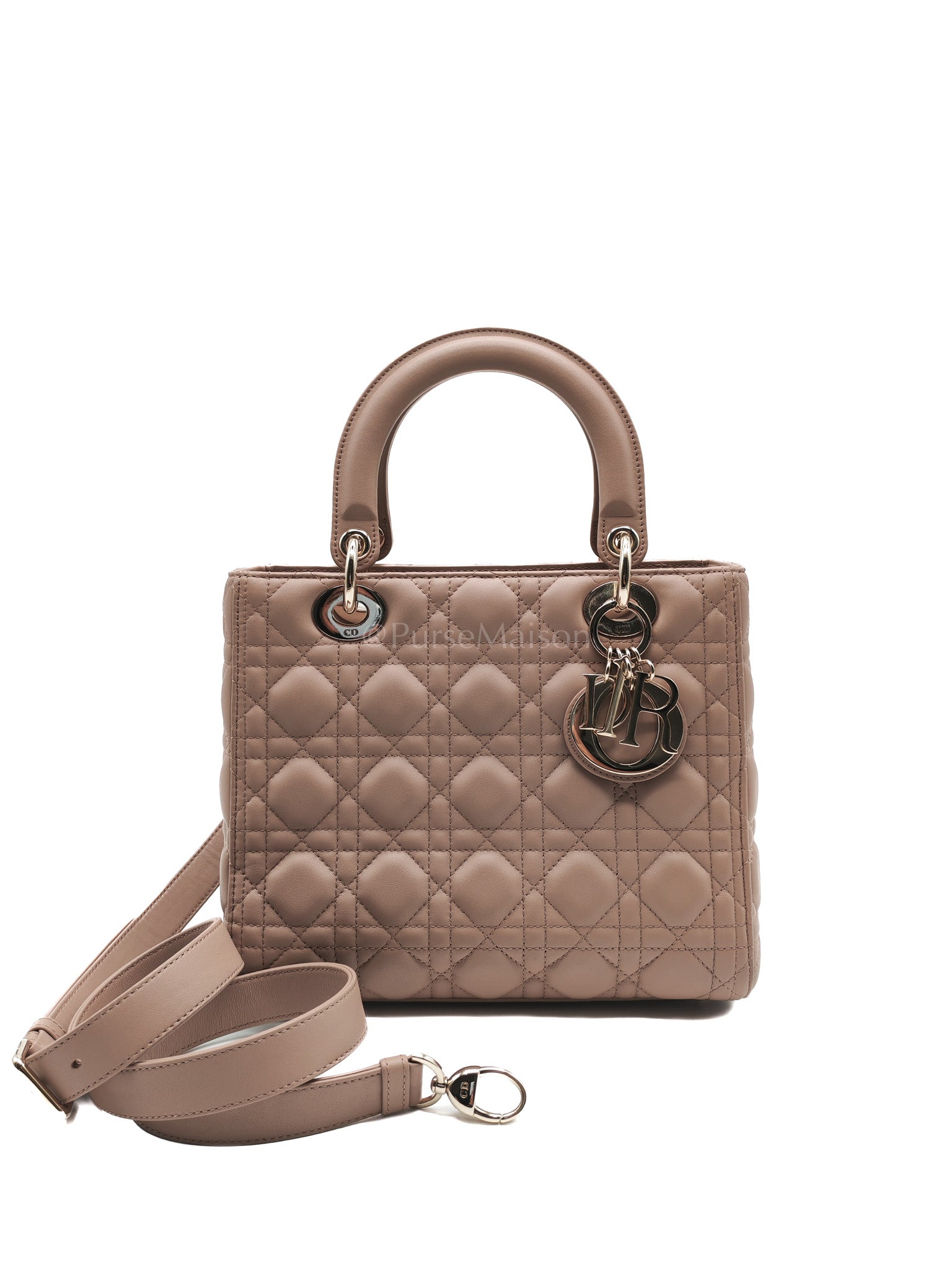 Lady Dior Medium in Dusty Rose in Quilted Cannage Lambskin Leather Shoulder Bag | Purse Maison Luxury Bags Shop