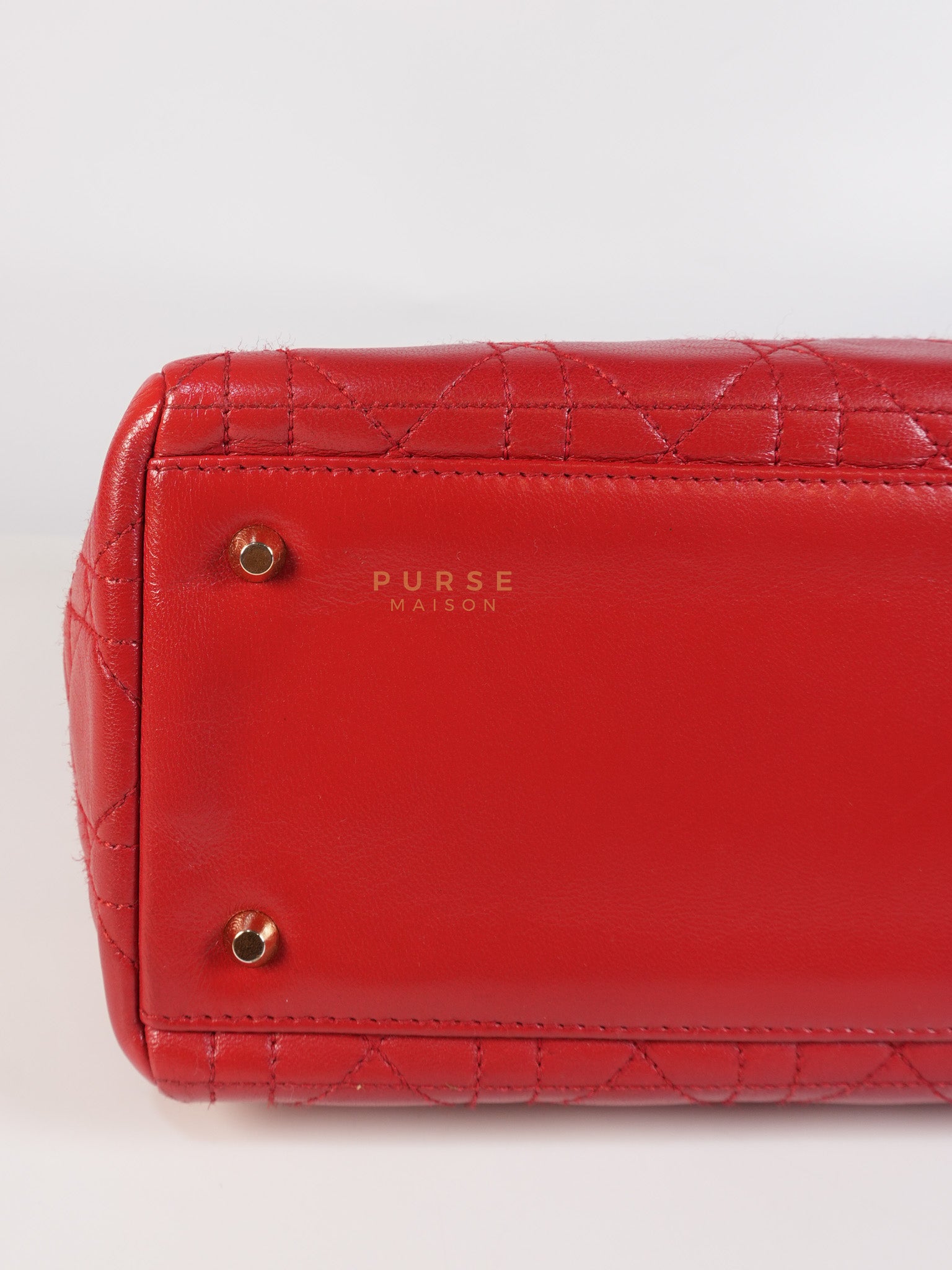 Lady Dior Medium In Red Quilted Lambskin Leather & Gold Hardware | Purse Maison Luxury Bags Shop