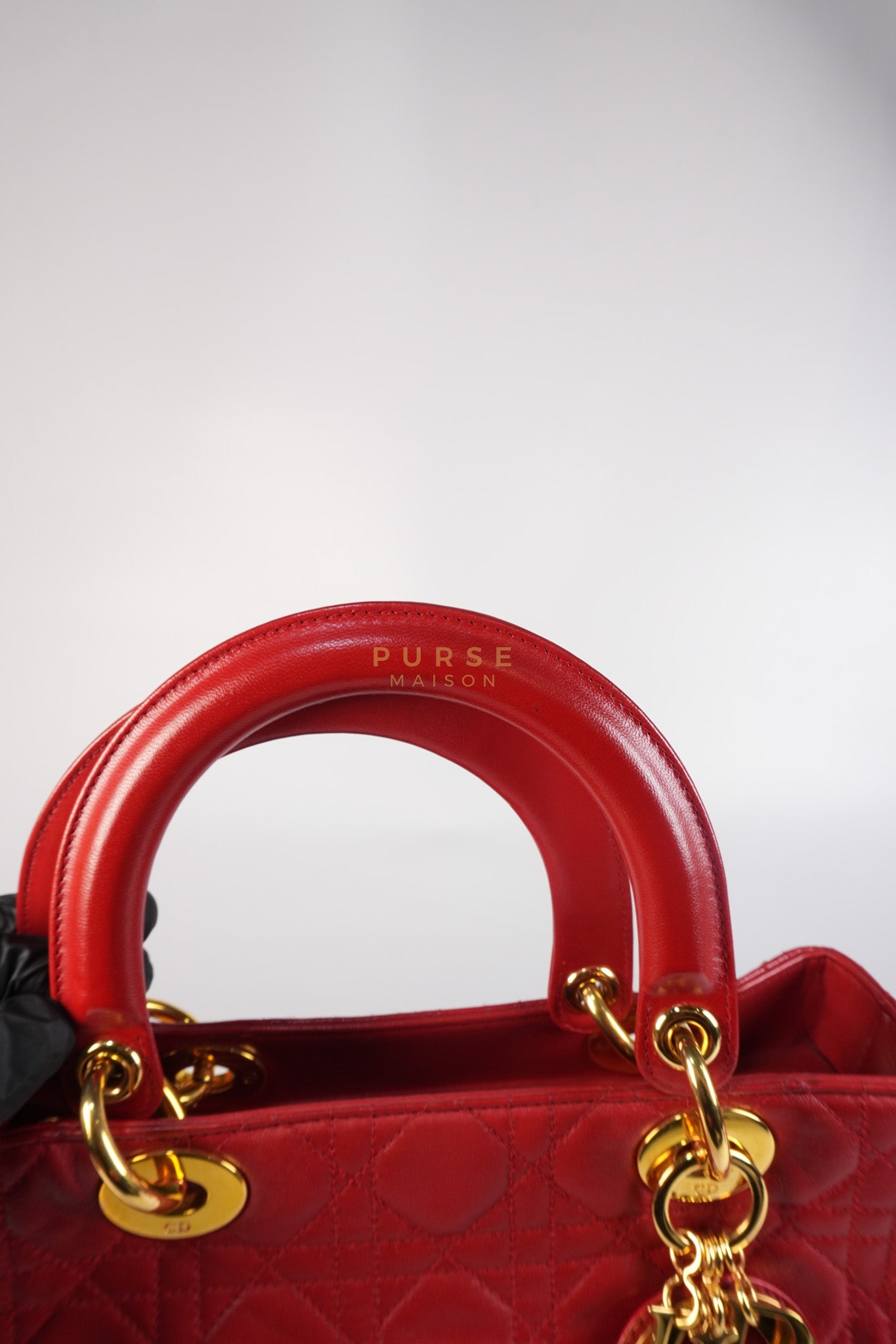 Lady Dior Medium In Red Quilted Lambskin Leather & Gold Hardware | Purse Maison Luxury Bags Shop