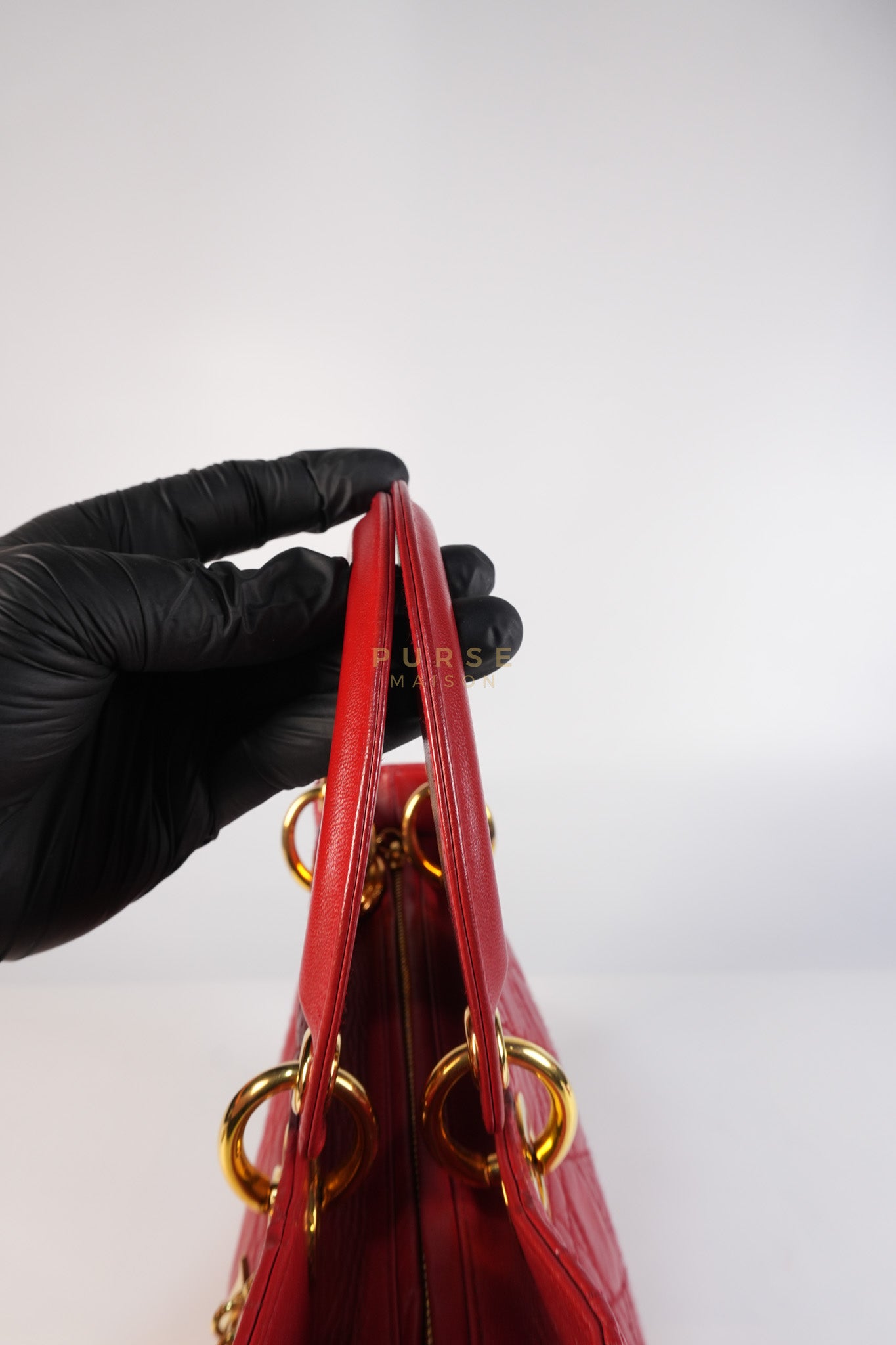 Lady Dior Medium In Red Quilted Lambskin Leather & Gold Hardware | Purse Maison Luxury Bags Shop