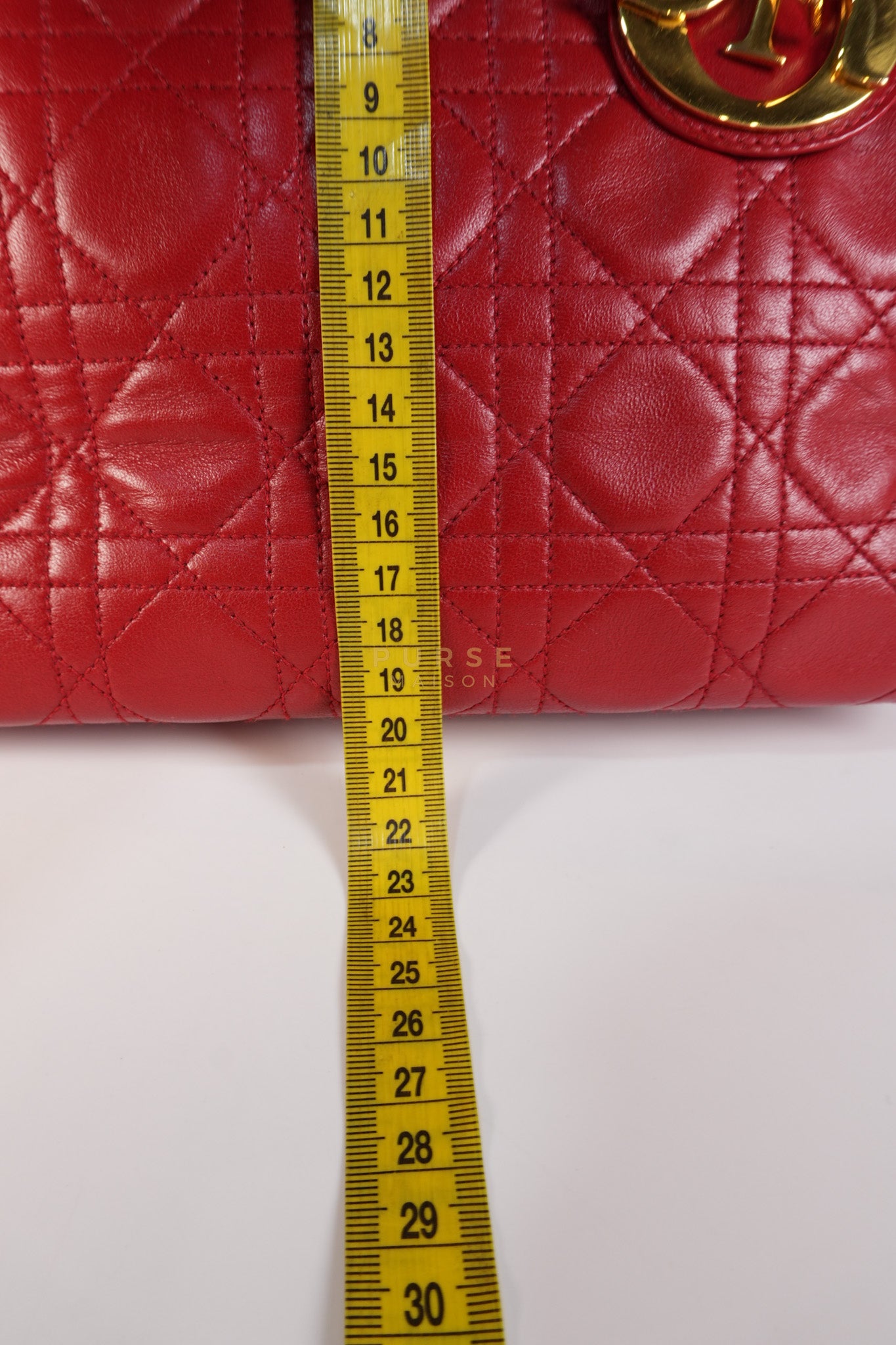 Lady Dior Medium In Red Quilted Lambskin Leather & Gold Hardware | Purse Maison Luxury Bags Shop