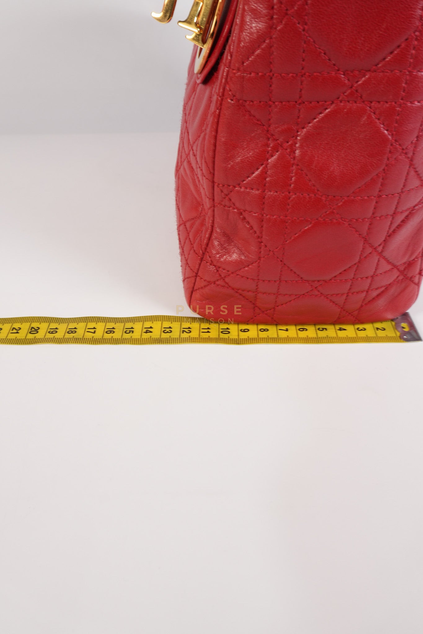 Lady Dior Medium In Red Quilted Lambskin Leather & Gold Hardware | Purse Maison Luxury Bags Shop