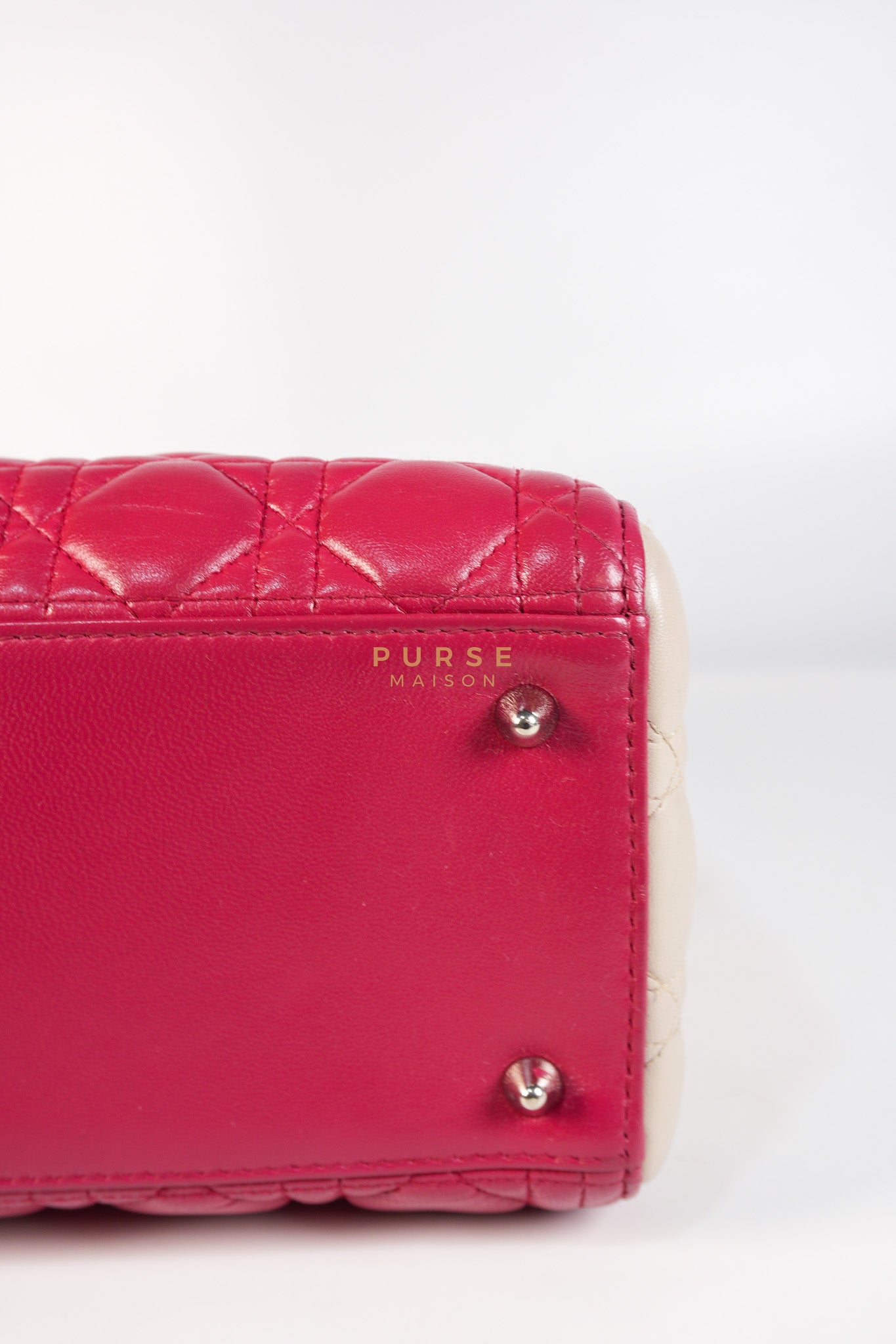 Lady Dior Medium in Rose Sorbet Quilted Cannage Leather & Silver Hardware | Purse Maison Luxury Bags Shop