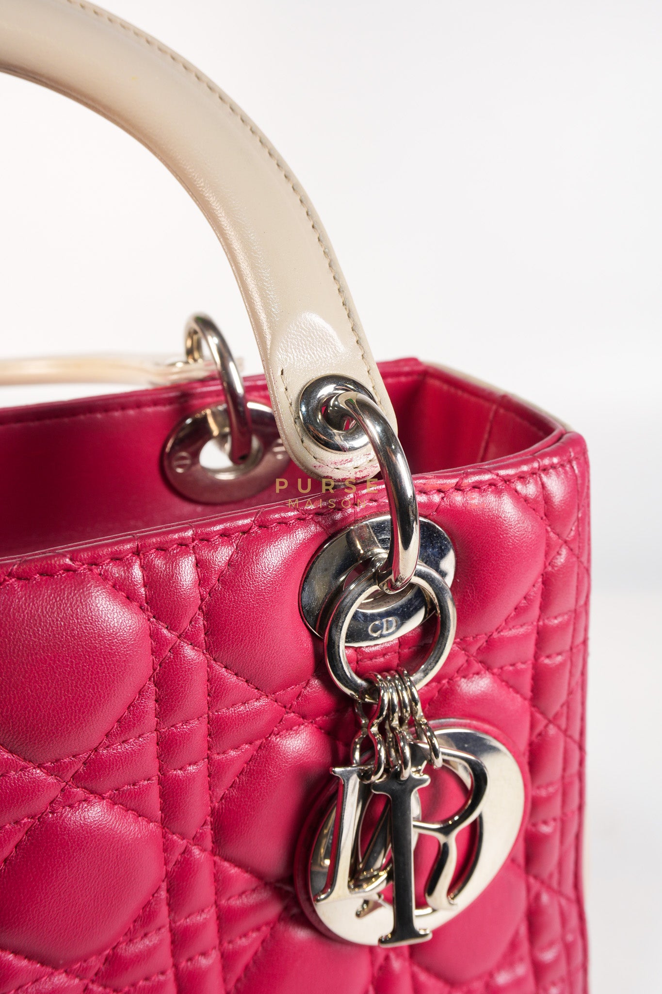Lady Dior Medium in Rose Sorbet Quilted Cannage Leather & Silver Hardware | Purse Maison Luxury Bags Shop