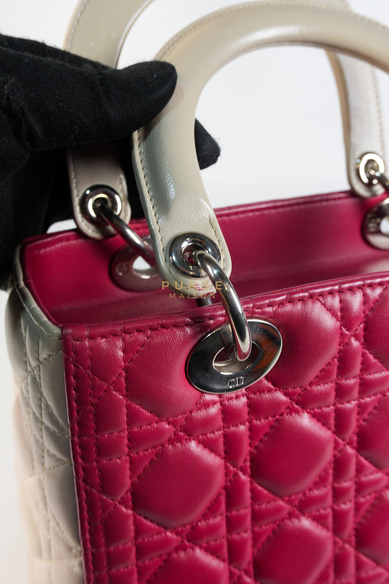 Lady Dior Medium in Rose Sorbet Quilted Cannage Leather & Silver Hardware | Purse Maison Luxury Bags Shop