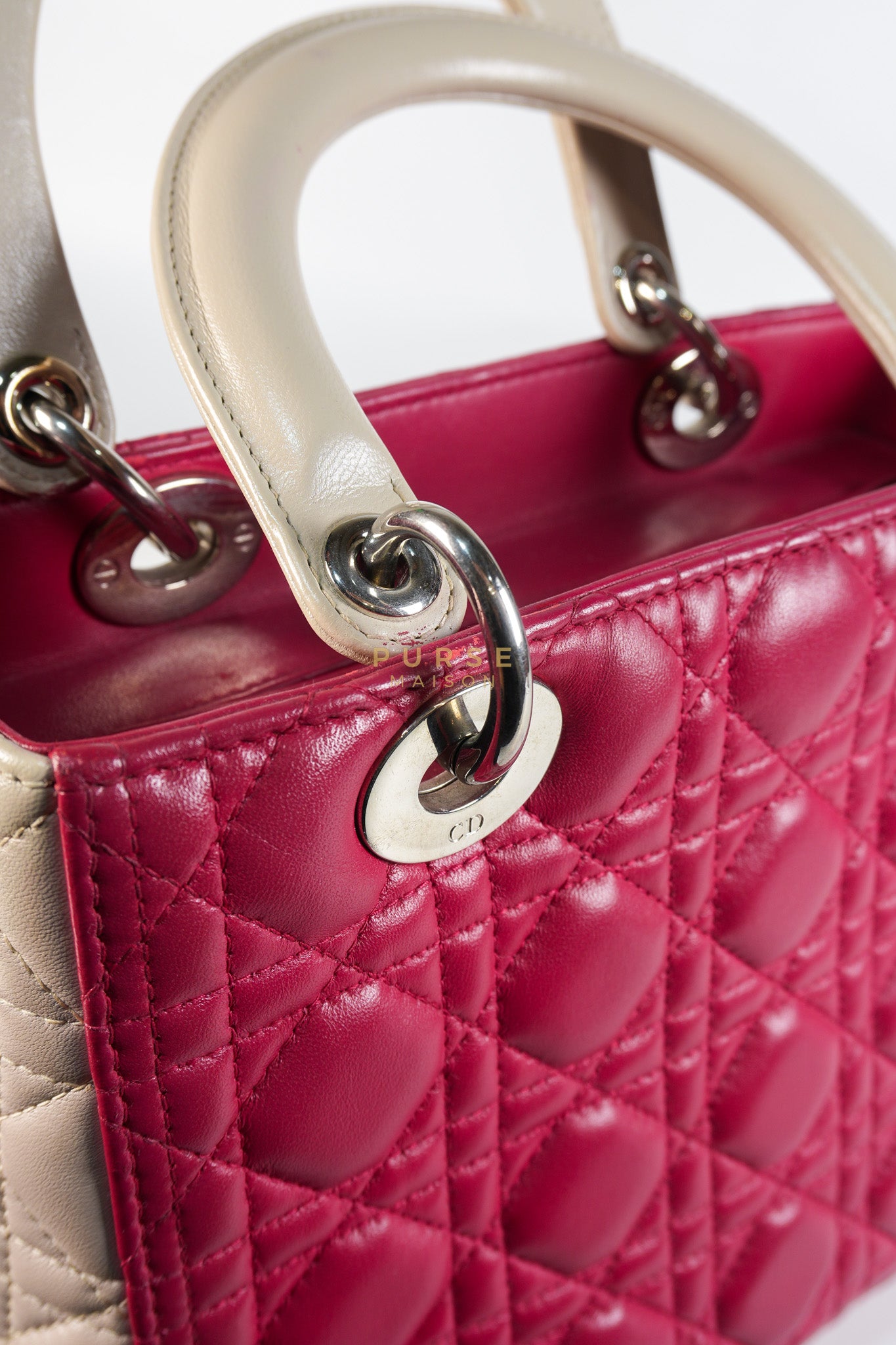 Lady Dior Medium in Rose Sorbet Quilted Cannage Leather & Silver Hardware | Purse Maison Luxury Bags Shop