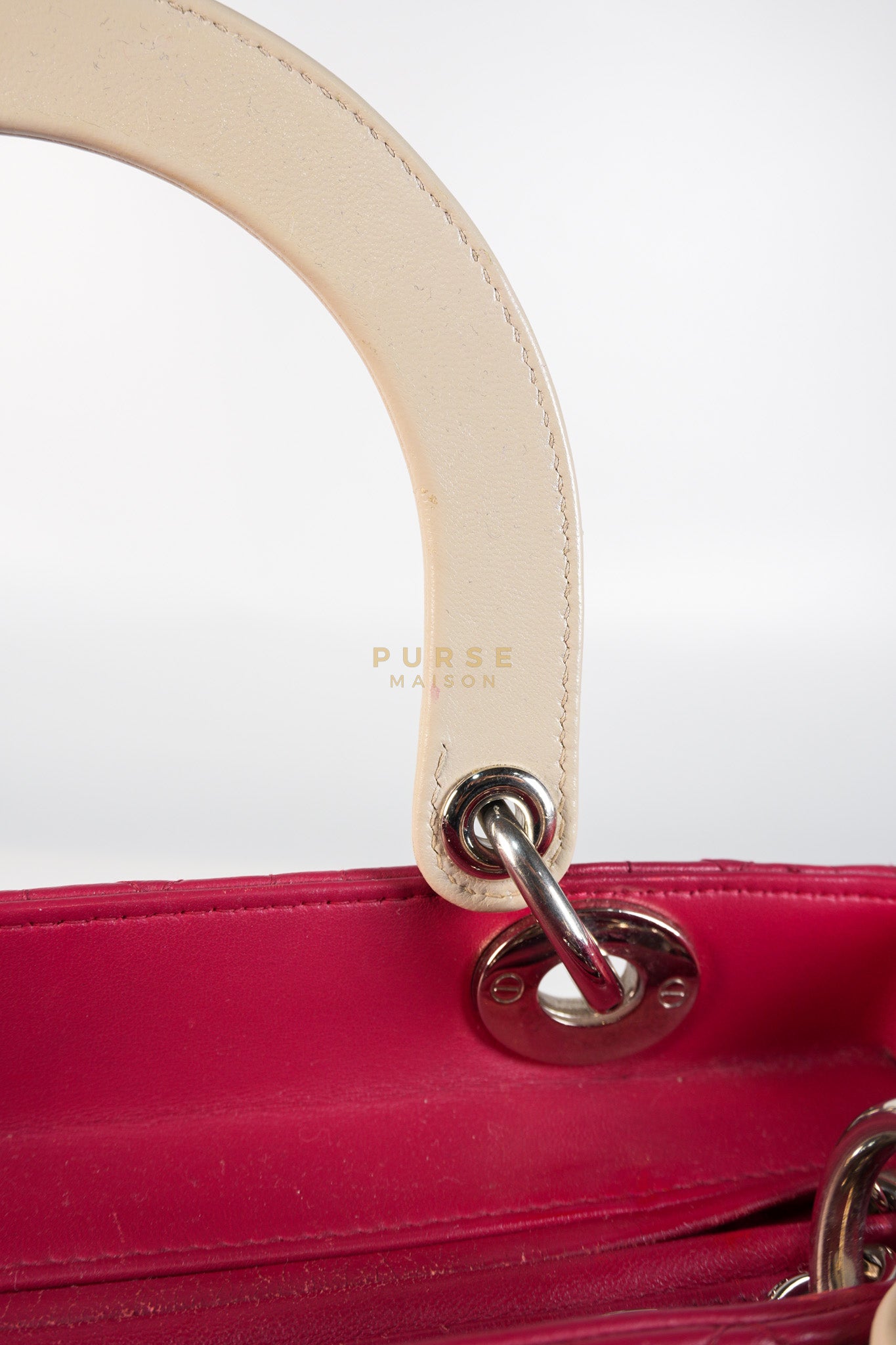 Lady Dior Medium in Rose Sorbet Quilted Cannage Leather & Silver Hardware | Purse Maison Luxury Bags Shop