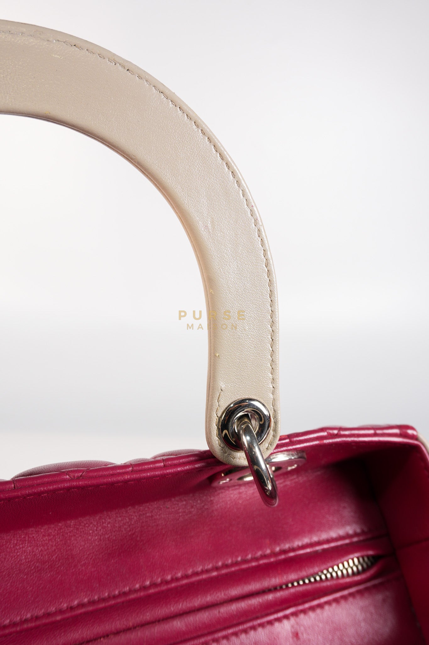 Lady Dior Medium in Rose Sorbet Quilted Cannage Leather & Silver Hardware | Purse Maison Luxury Bags Shop