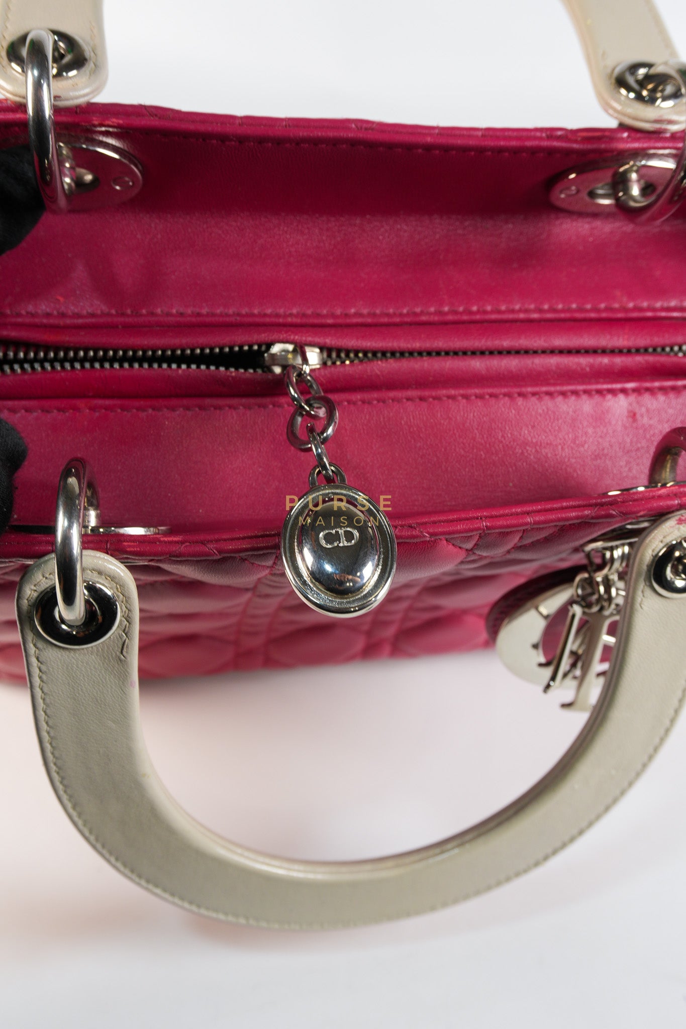 Lady Dior Medium in Rose Sorbet Quilted Cannage Leather & Silver Hardware | Purse Maison Luxury Bags Shop