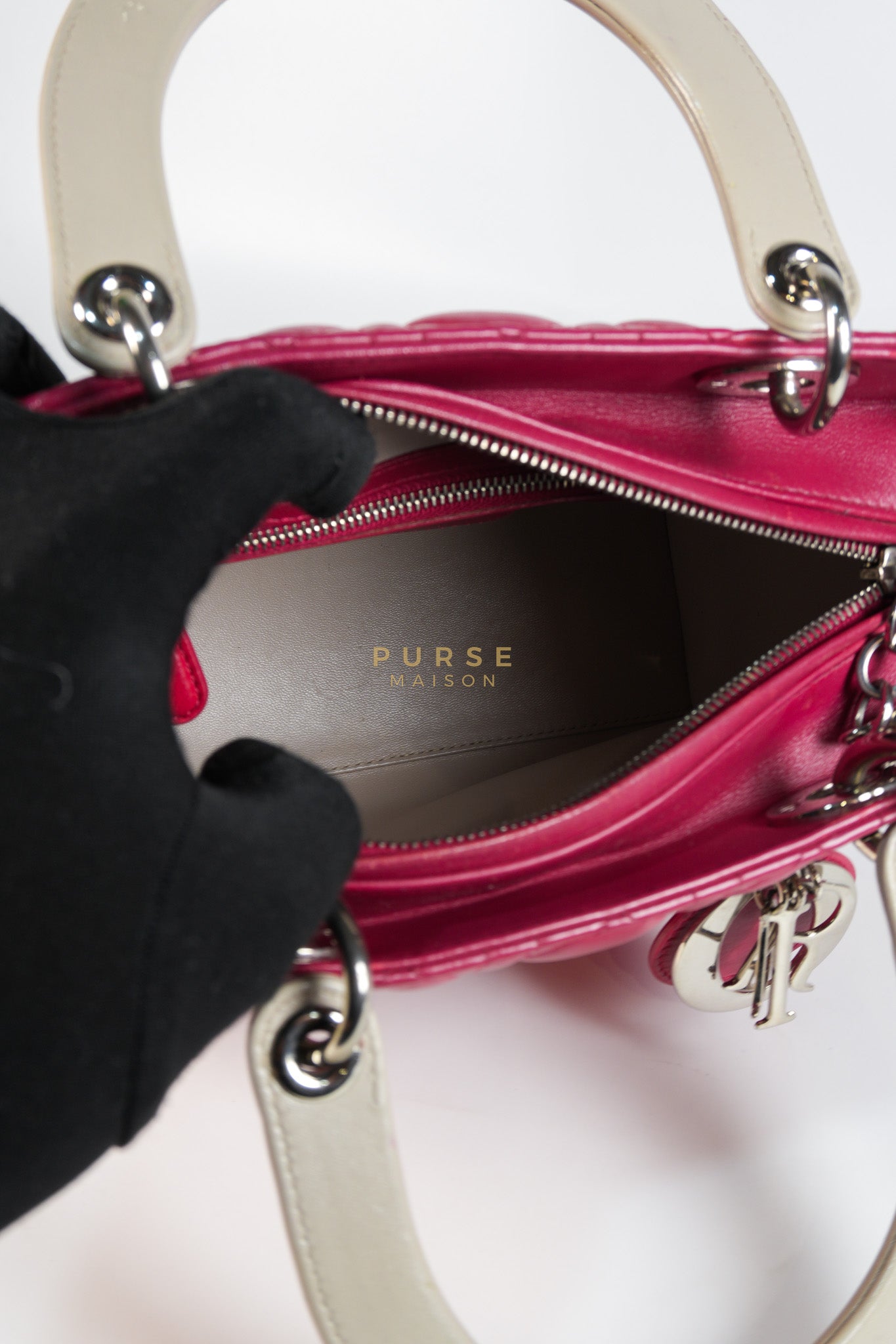 Lady Dior Medium in Rose Sorbet Quilted Cannage Leather & Silver Hardware | Purse Maison Luxury Bags Shop