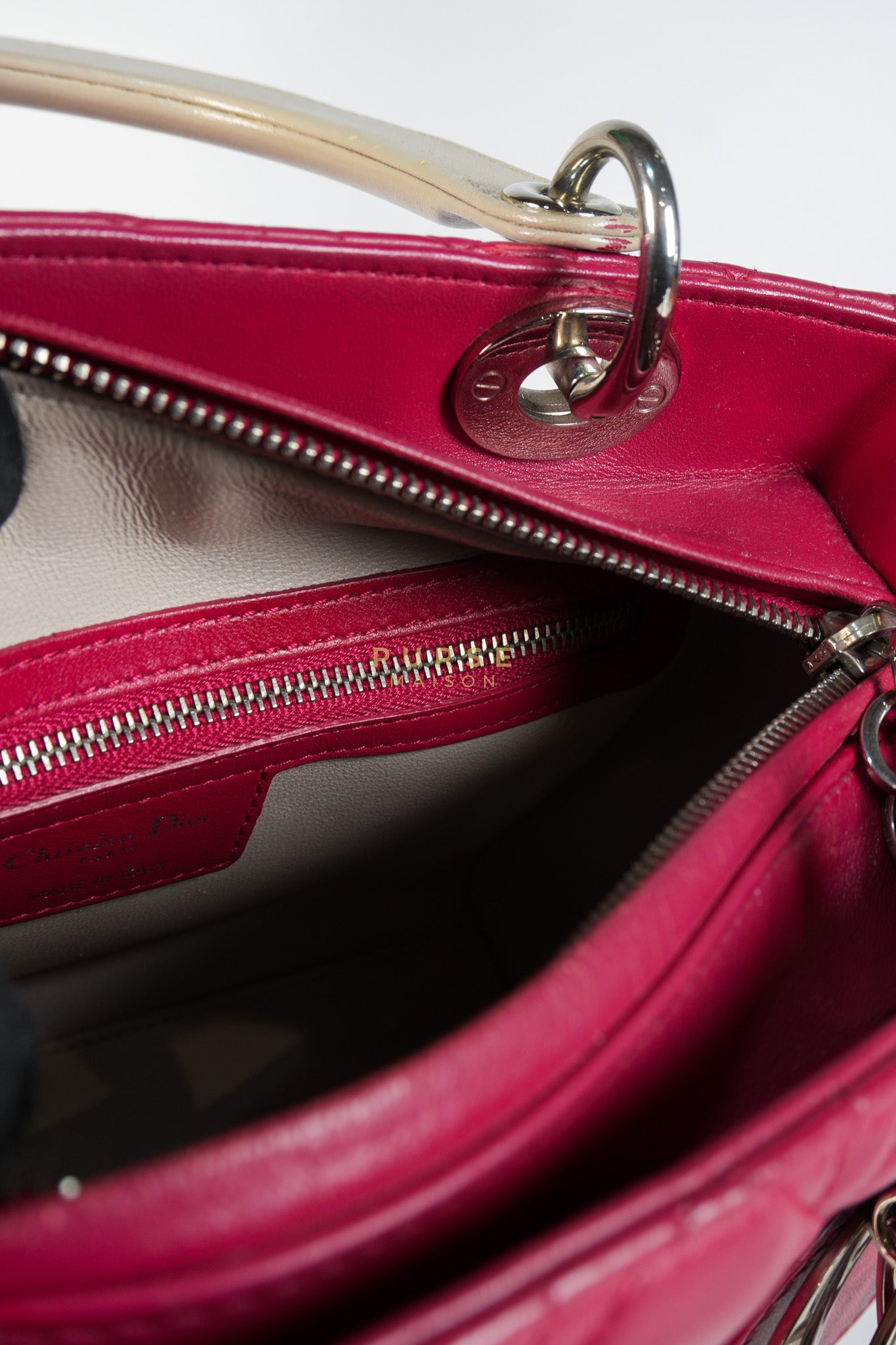 Lady Dior Medium in Rose Sorbet Quilted Cannage Leather & Silver Hardware | Purse Maison Luxury Bags Shop