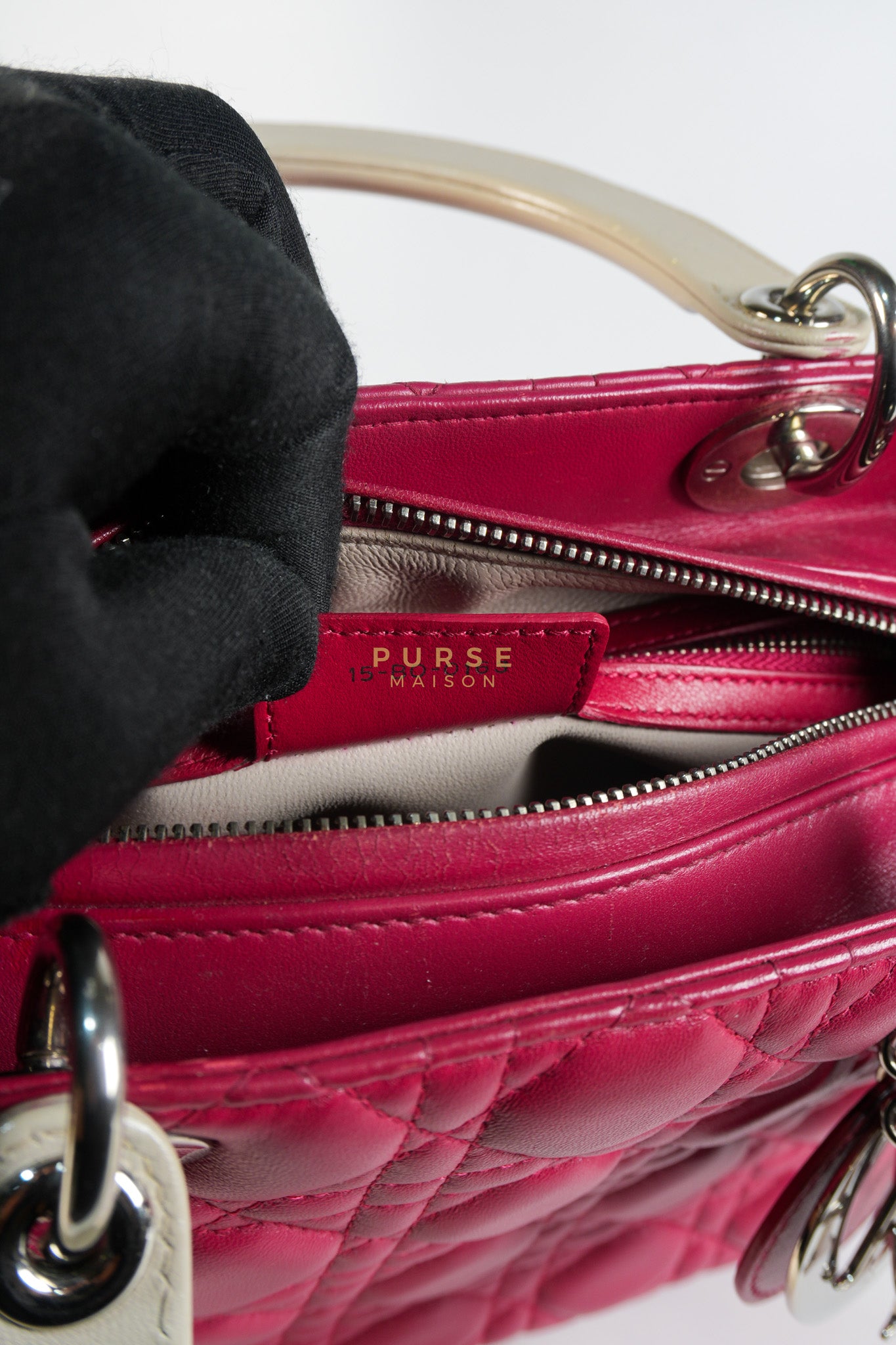 Lady Dior Medium in Rose Sorbet Quilted Cannage Leather & Silver Hardware | Purse Maison Luxury Bags Shop