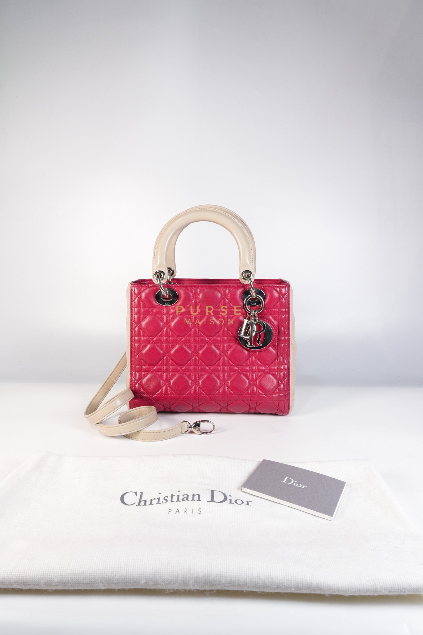 Lady Dior Medium in Rose Sorbet Quilted Cannage Leather & Silver Hardware | Purse Maison Luxury Bags Shop