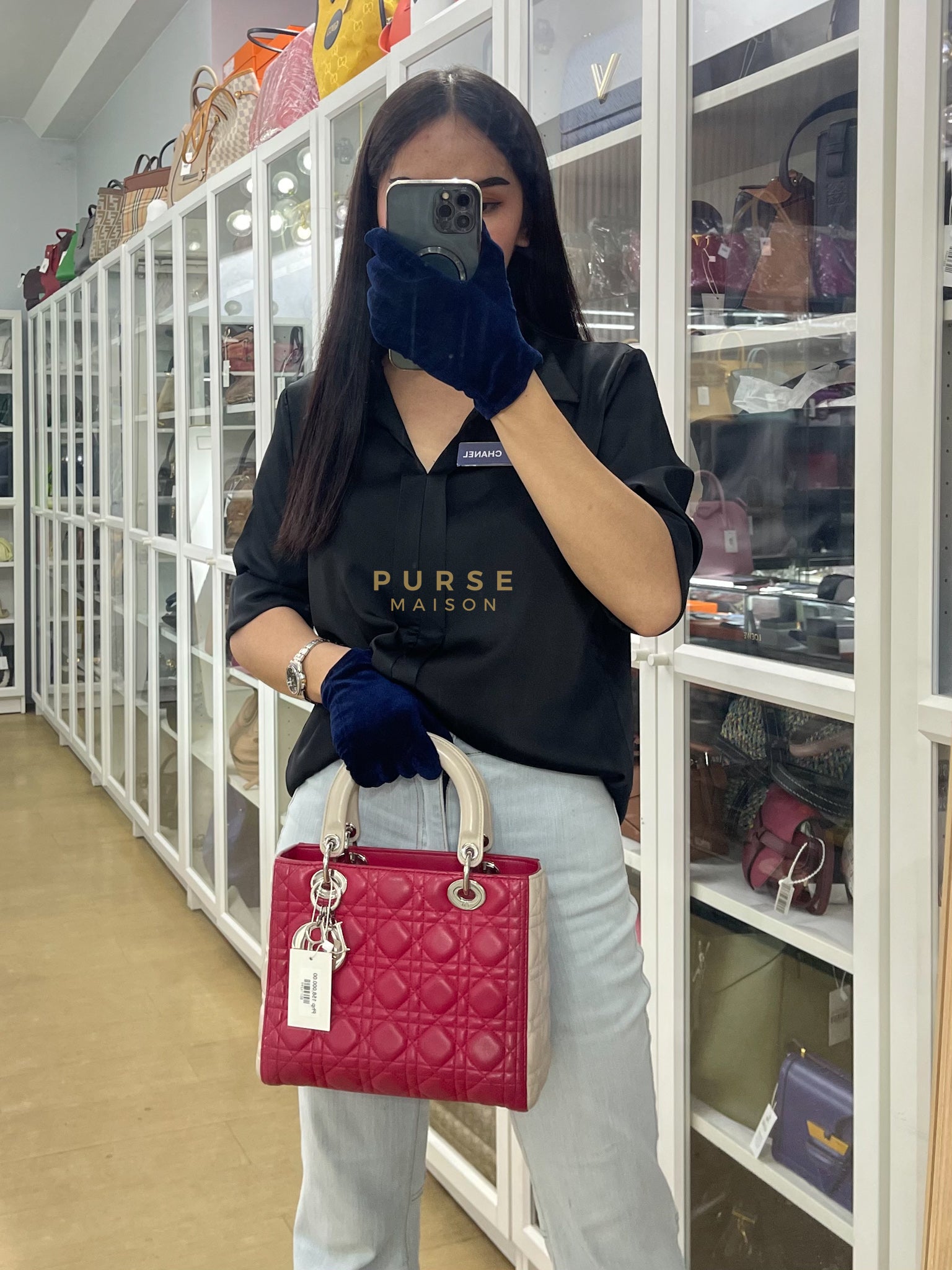 Lady Dior Medium in Rose Sorbet Quilted Cannage Leather & Silver Hardware | Purse Maison Luxury Bags Shop