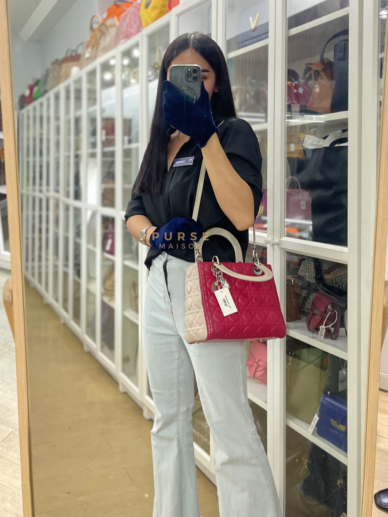 Lady Dior Medium in Rose Sorbet Quilted Cannage Leather & Silver Hardware | Purse Maison Luxury Bags Shop