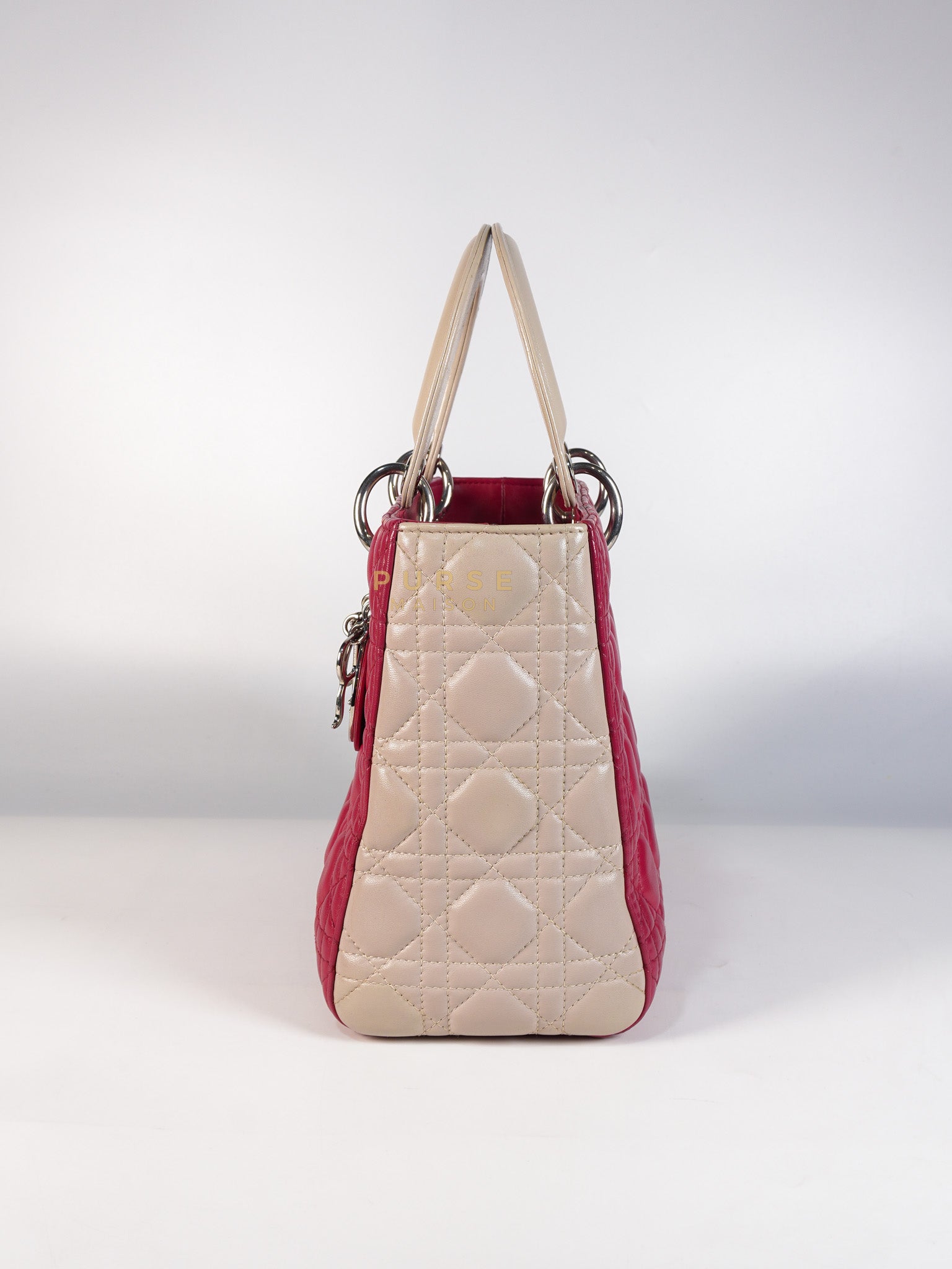 Lady Dior Medium in Rose Sorbet Quilted Cannage Leather & Silver Hardware | Purse Maison Luxury Bags Shop