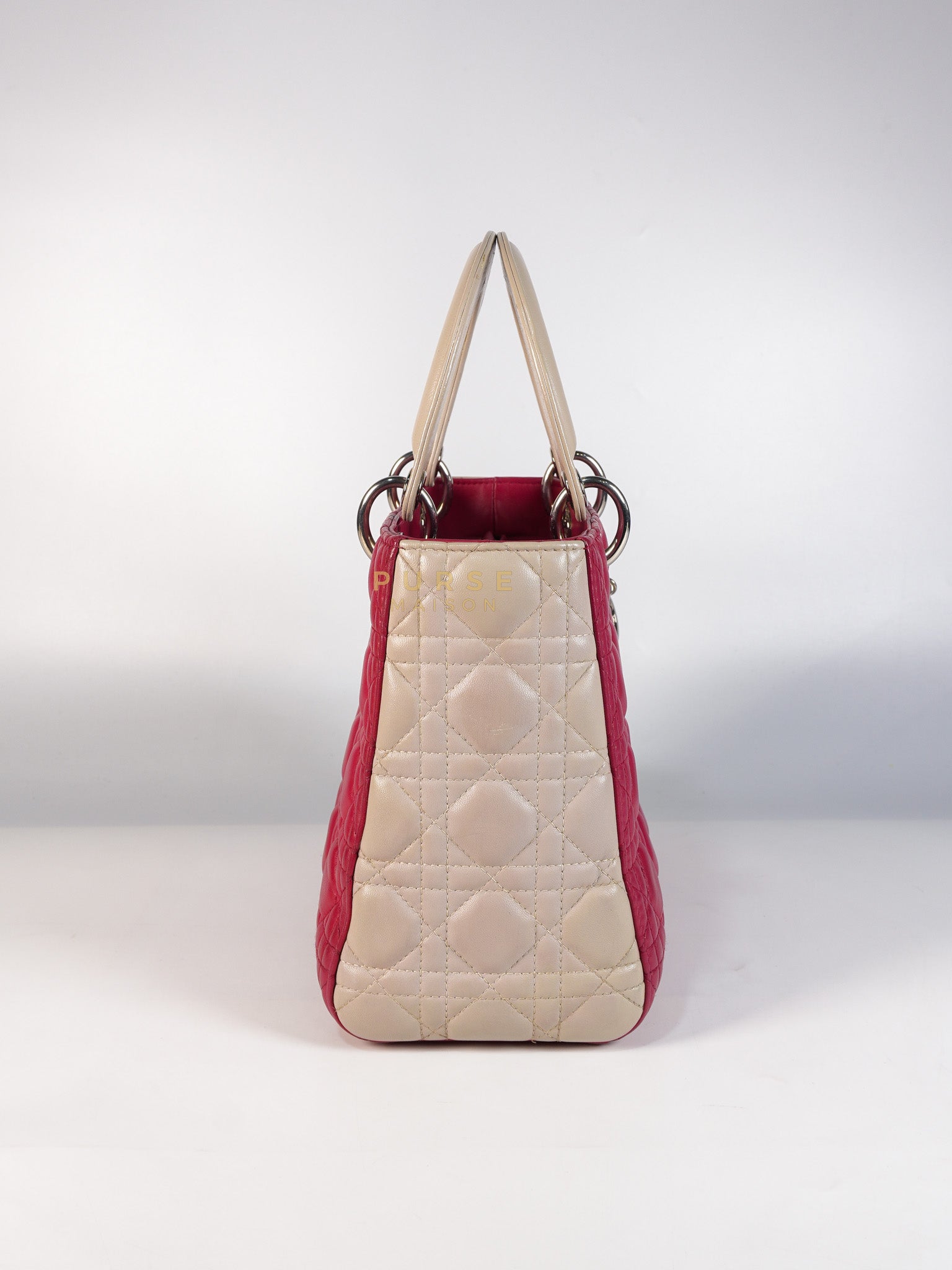 Lady Dior Medium in Rose Sorbet Quilted Cannage Leather & Silver Hardware | Purse Maison Luxury Bags Shop