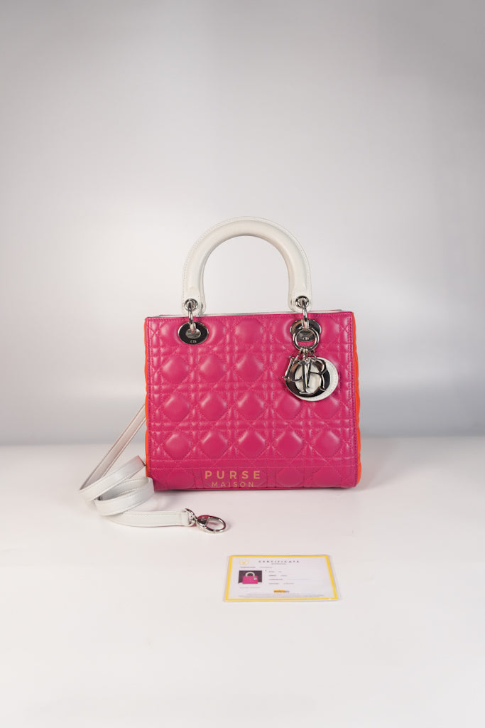 Lady Dior Medium Tricolor Cannage Quilted Lambskin Leather | Purse Maison Luxury Bags Shop