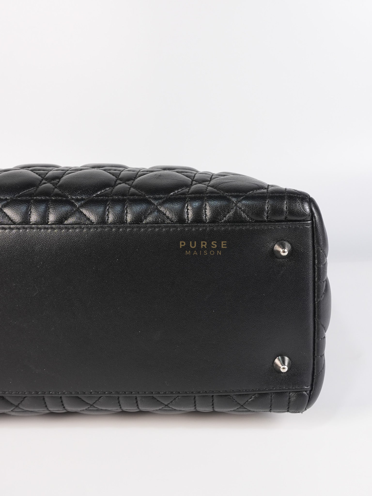 Lady Dior Medium Vintage In Black Cannage Lambskin Leather and Silver Hardware | Purse Maison Luxury Bags Shop