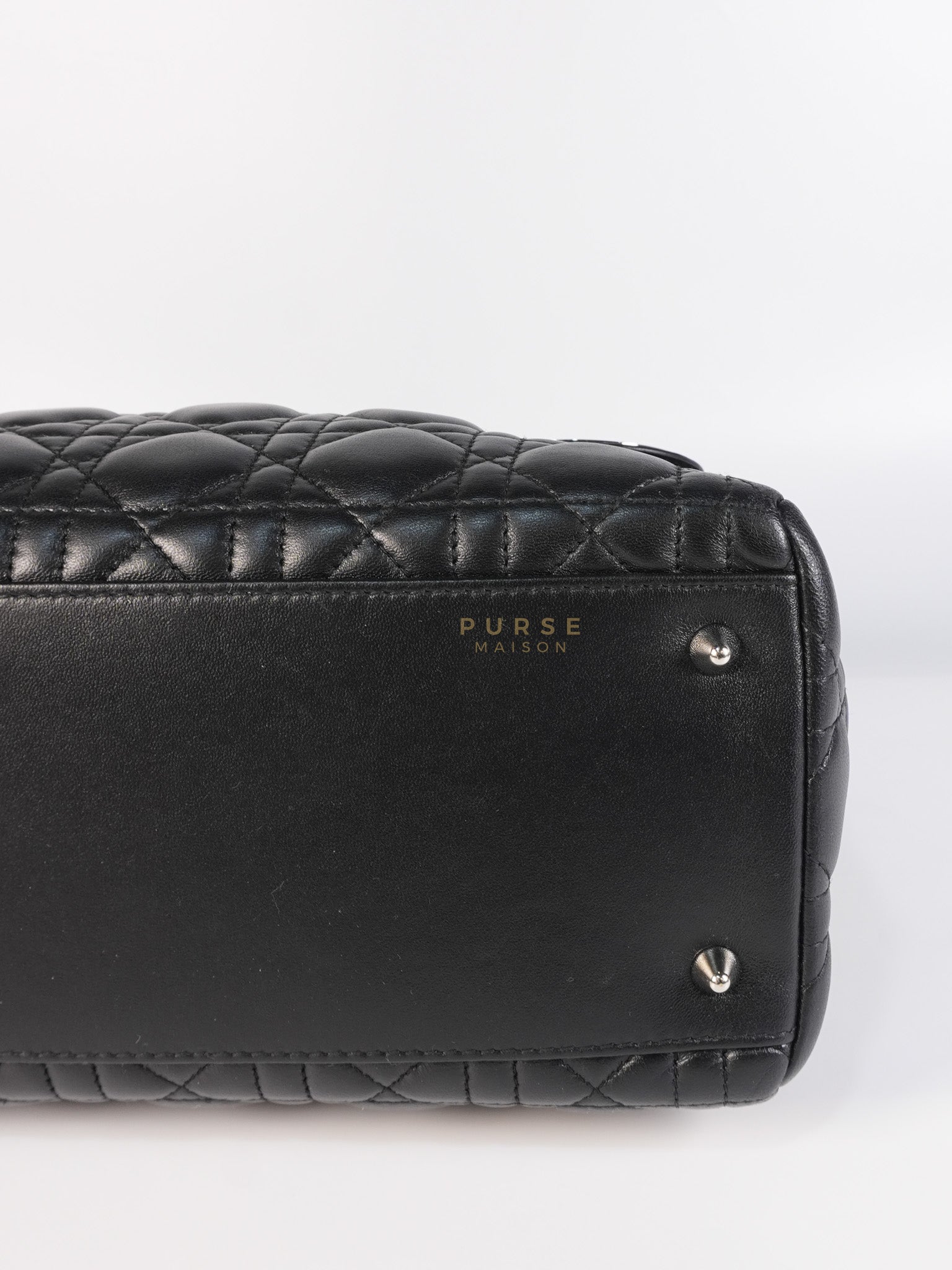 Lady Dior Medium Vintage In Black Cannage Lambskin Leather and Silver Hardware | Purse Maison Luxury Bags Shop