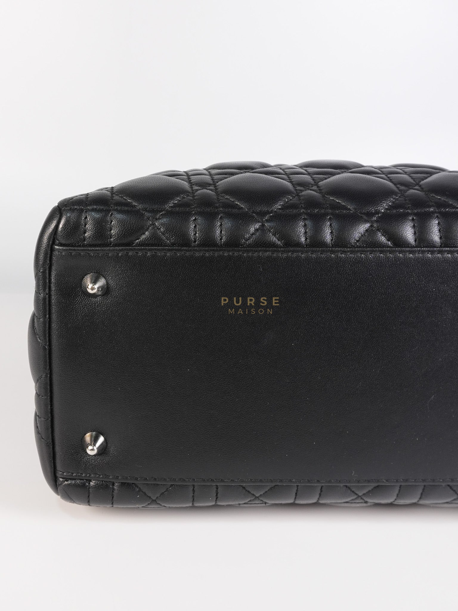 Lady Dior Medium Vintage In Black Cannage Lambskin Leather and Silver Hardware | Purse Maison Luxury Bags Shop