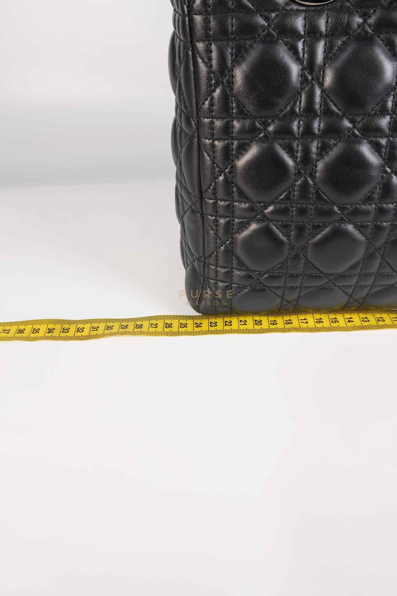 Lady Dior Medium Vintage In Black Cannage Lambskin Leather and Silver Hardware | Purse Maison Luxury Bags Shop