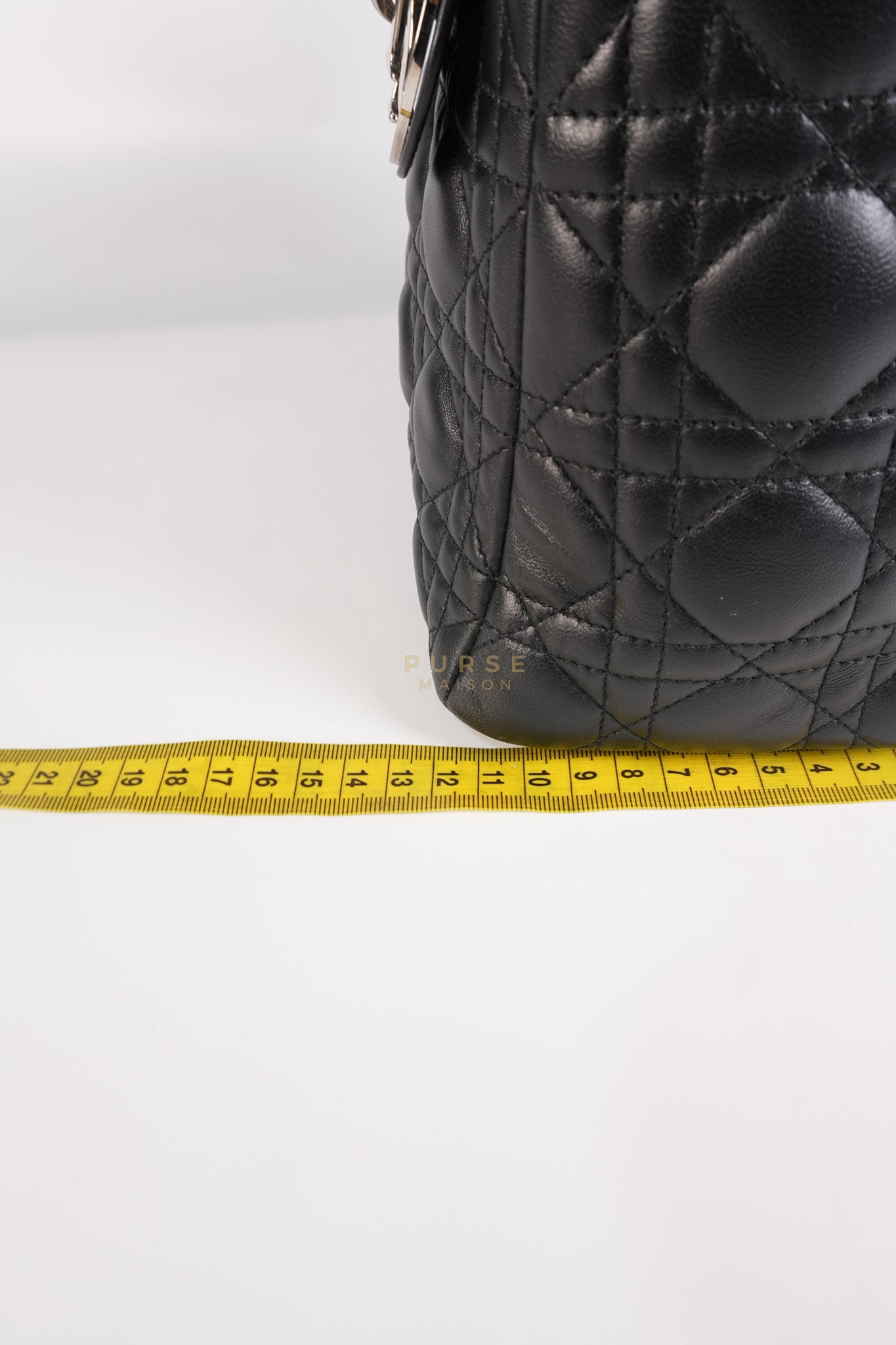 Lady Dior Medium Vintage In Black Cannage Lambskin Leather and Silver Hardware | Purse Maison Luxury Bags Shop