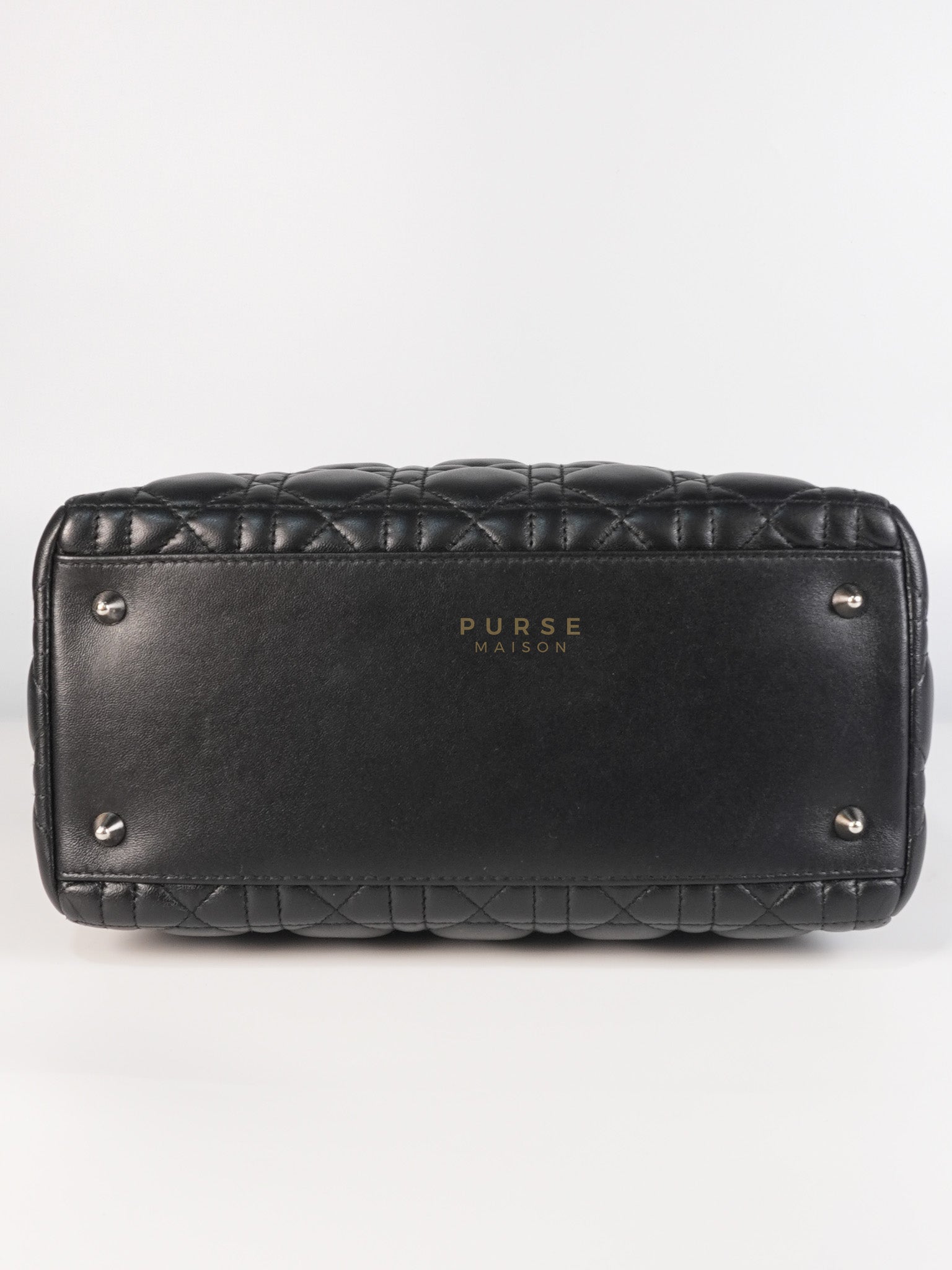 Lady Dior Medium Vintage In Black Cannage Lambskin Leather and Silver Hardware | Purse Maison Luxury Bags Shop