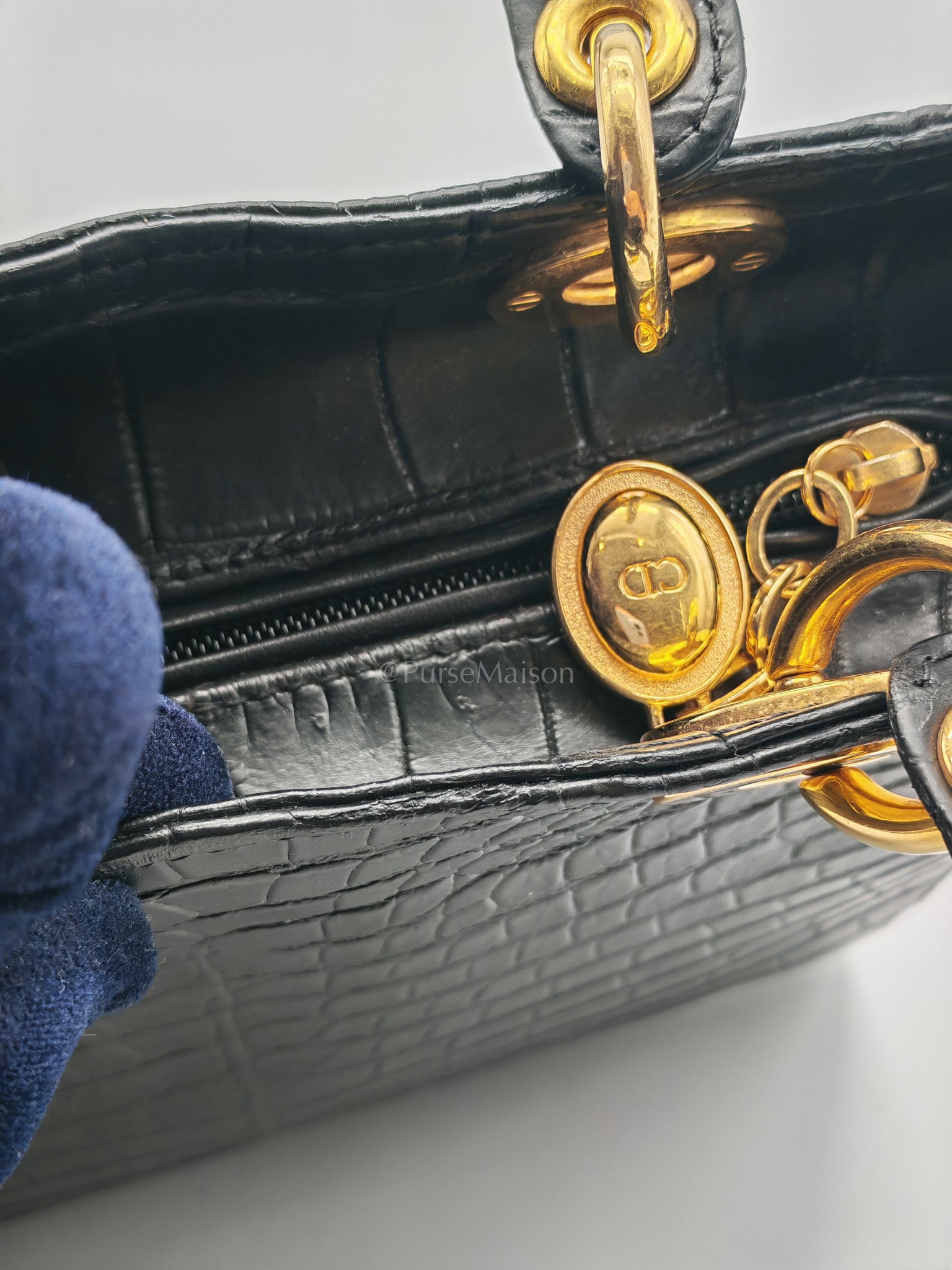Lady Dior Medium Vintage in Matte Crocodile Leather Handbag | Purse Maison Luxury Bags Shop