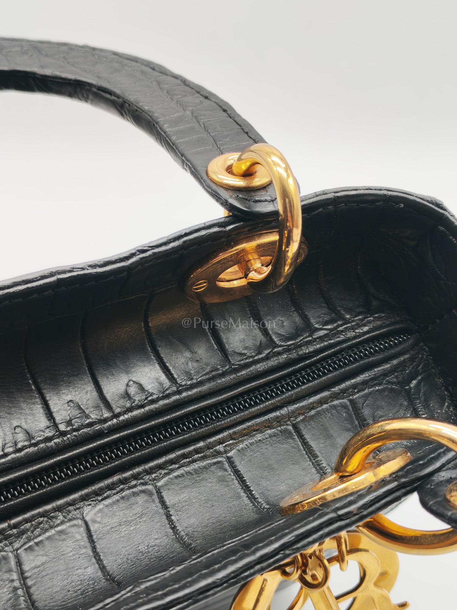 Lady Dior Medium Vintage in Matte Crocodile Leather Handbag | Purse Maison Luxury Bags Shop