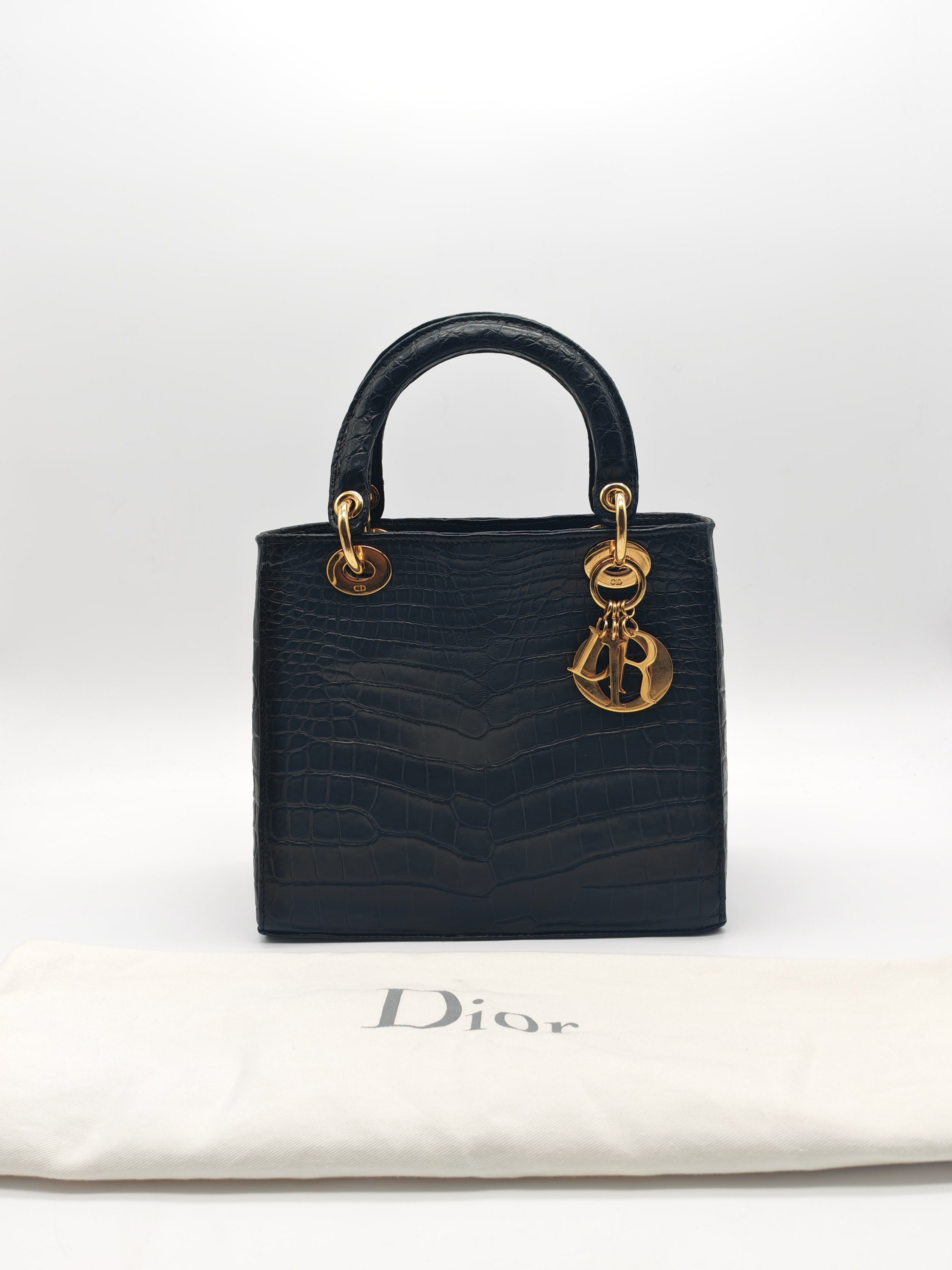 Lady Dior Medium Vintage in Matte Crocodile Leather Handbag | Purse Maison Luxury Bags Shop