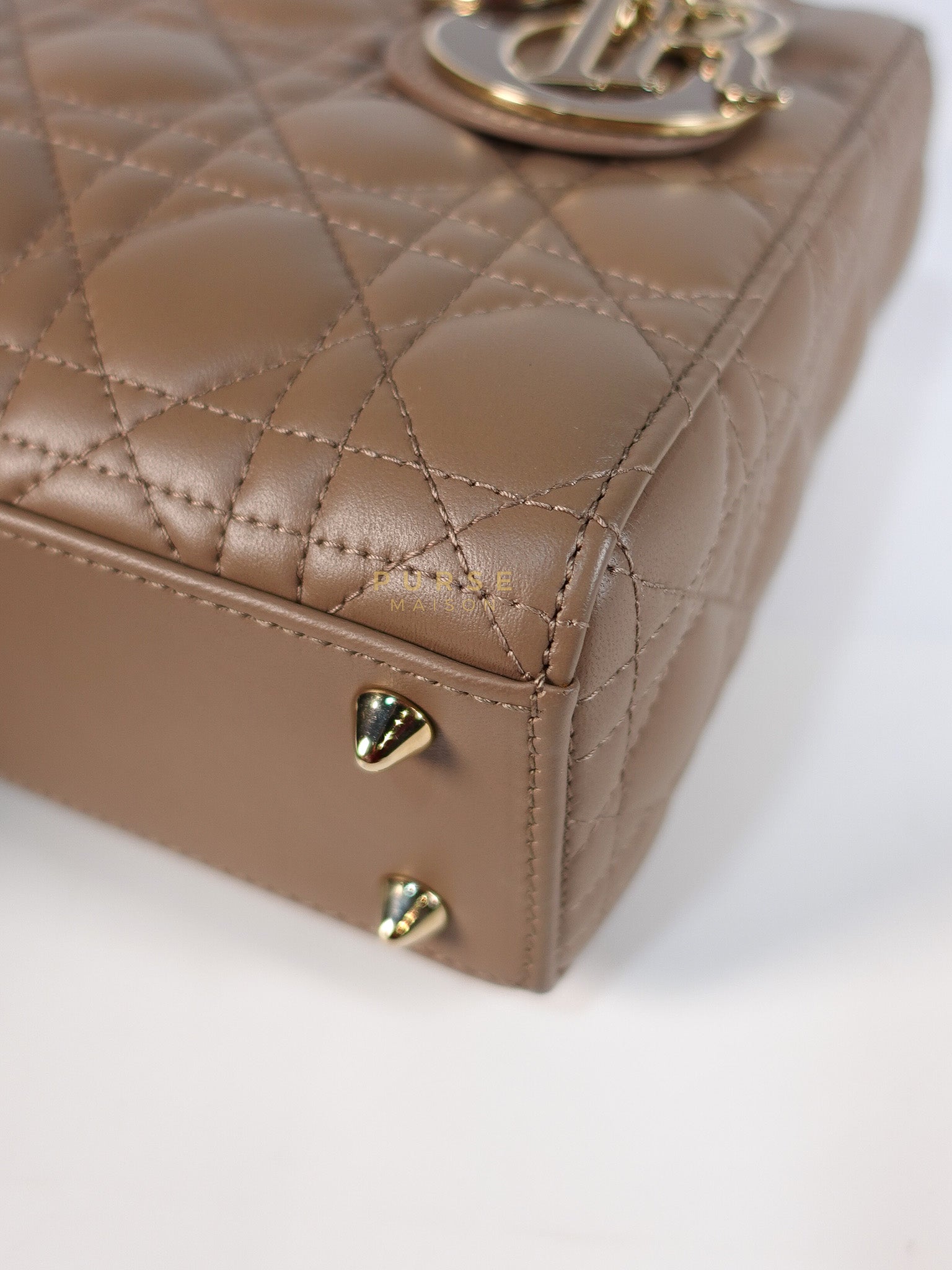Lady Dior My ABCDior Small Bag in Taupe Quilted Lambskin Leather & Gold Hardware | Purse Maison Luxury Bags Shop