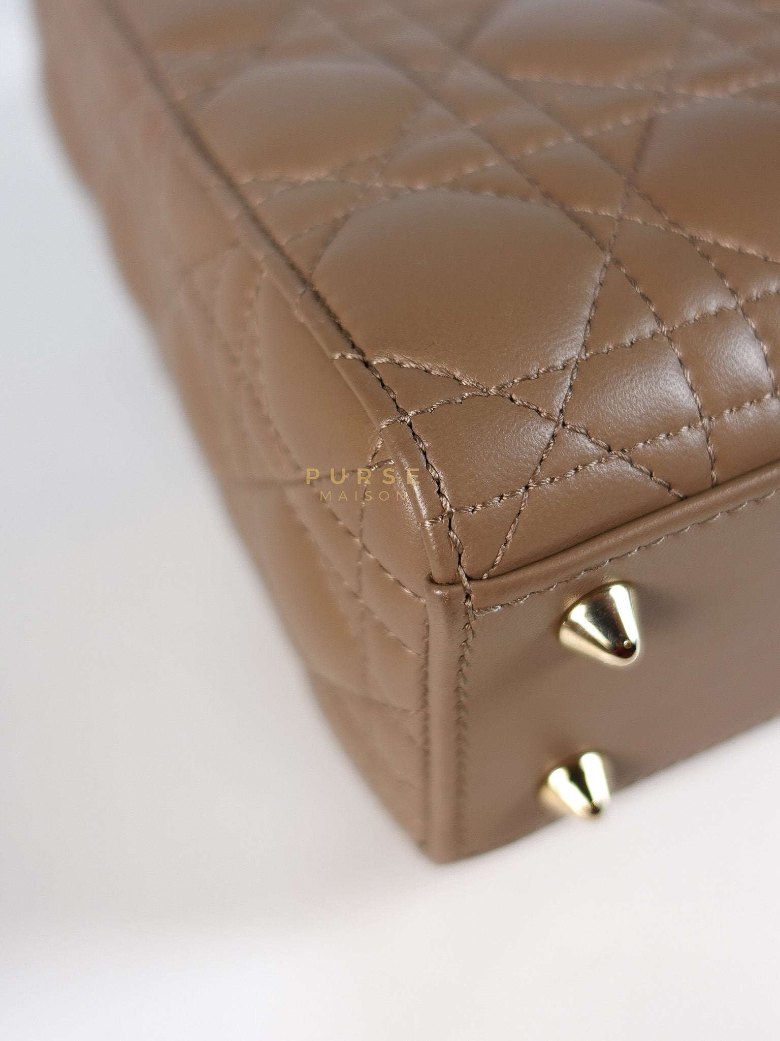 Lady Dior My ABCDior Small Bag in Taupe Quilted Lambskin Leather & Gold Hardware | Purse Maison Luxury Bags Shop