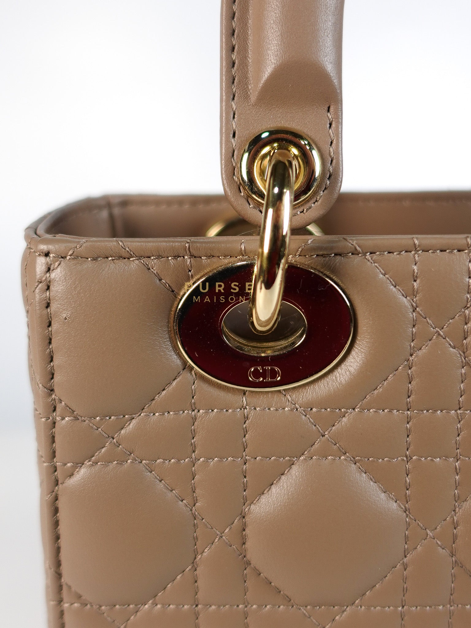 Lady Dior My ABCDior Small Bag in Taupe Quilted Lambskin Leather & Gold Hardware | Purse Maison Luxury Bags Shop