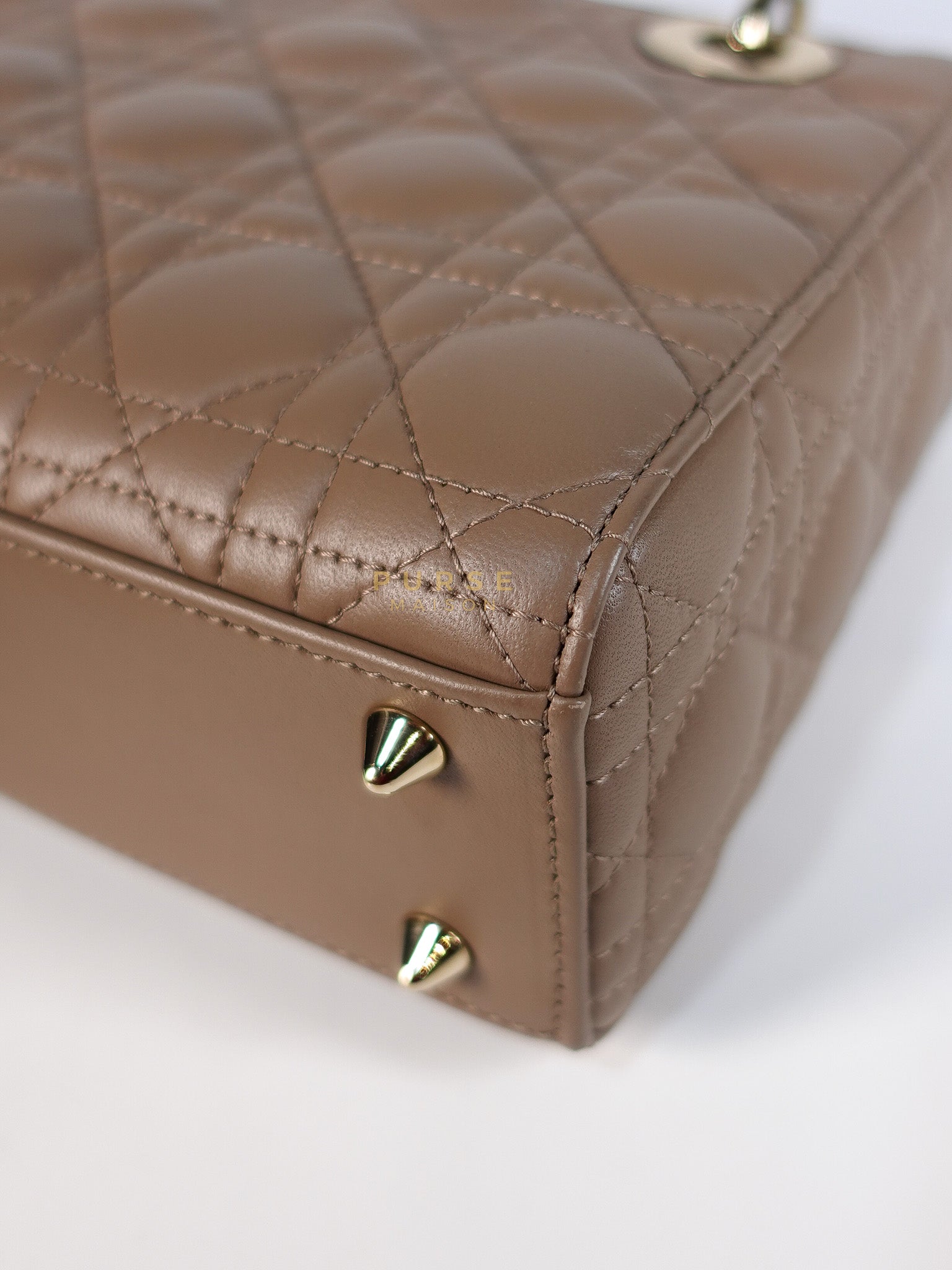 Lady Dior My ABCDior Small Bag in Taupe Quilted Lambskin Leather & Gold Hardware | Purse Maison Luxury Bags Shop