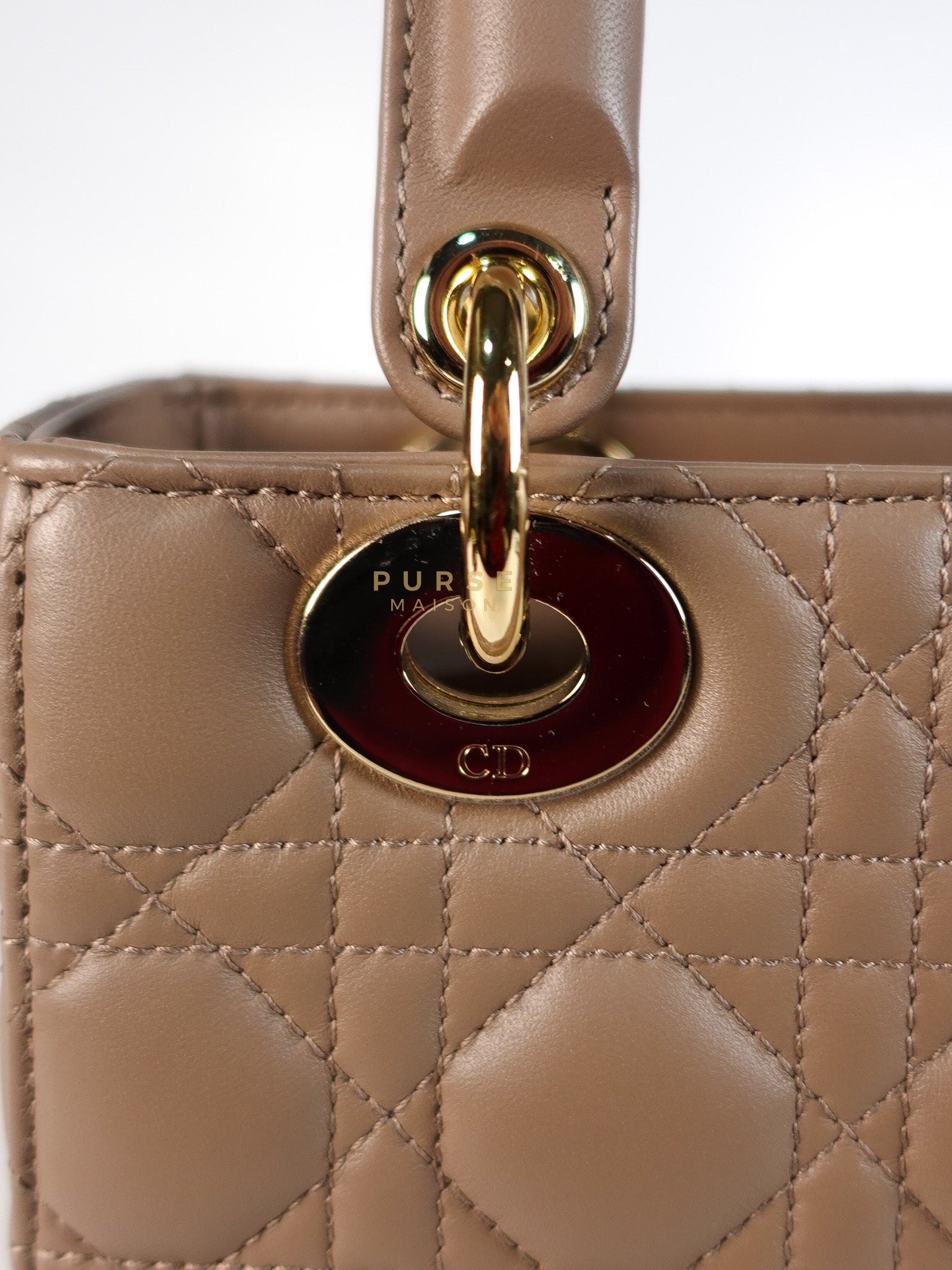 Lady Dior My ABCDior Small Bag in Taupe Quilted Lambskin Leather & Gold Hardware | Purse Maison Luxury Bags Shop