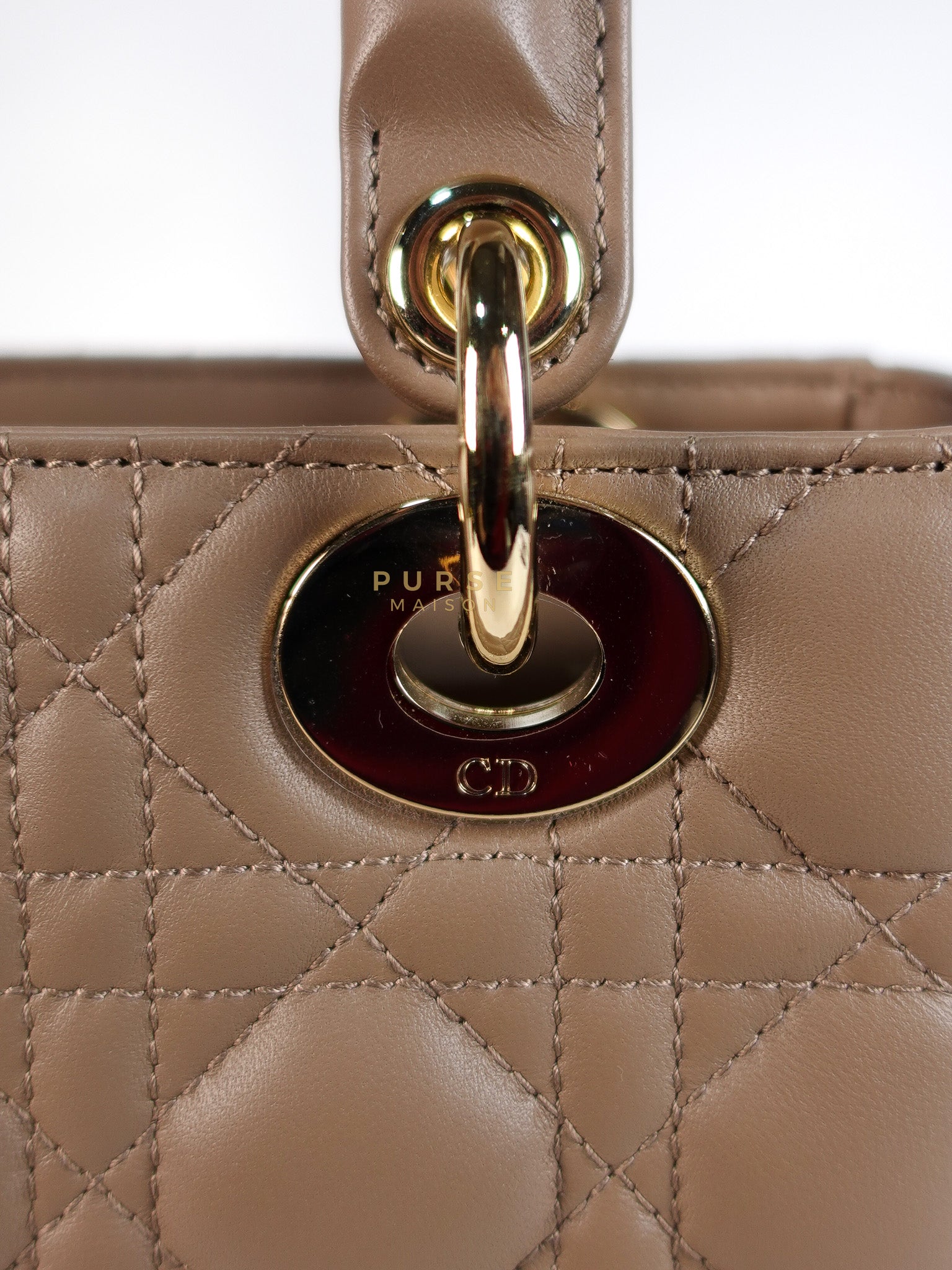 Lady Dior My ABCDior Small Bag in Taupe Quilted Lambskin Leather & Gold Hardware | Purse Maison Luxury Bags Shop