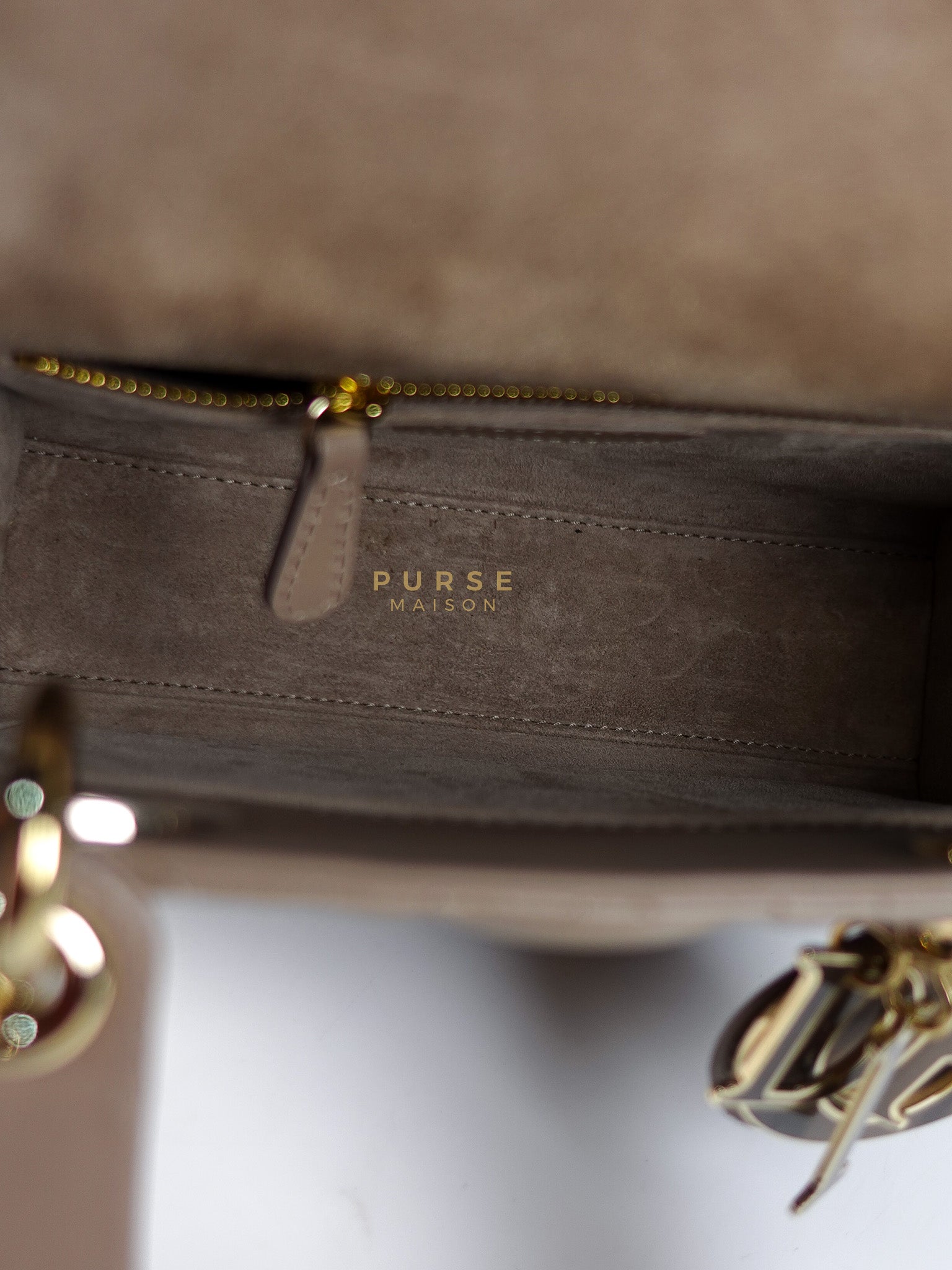 Lady Dior My ABCDior Small Bag in Taupe Quilted Lambskin Leather & Gold Hardware | Purse Maison Luxury Bags Shop