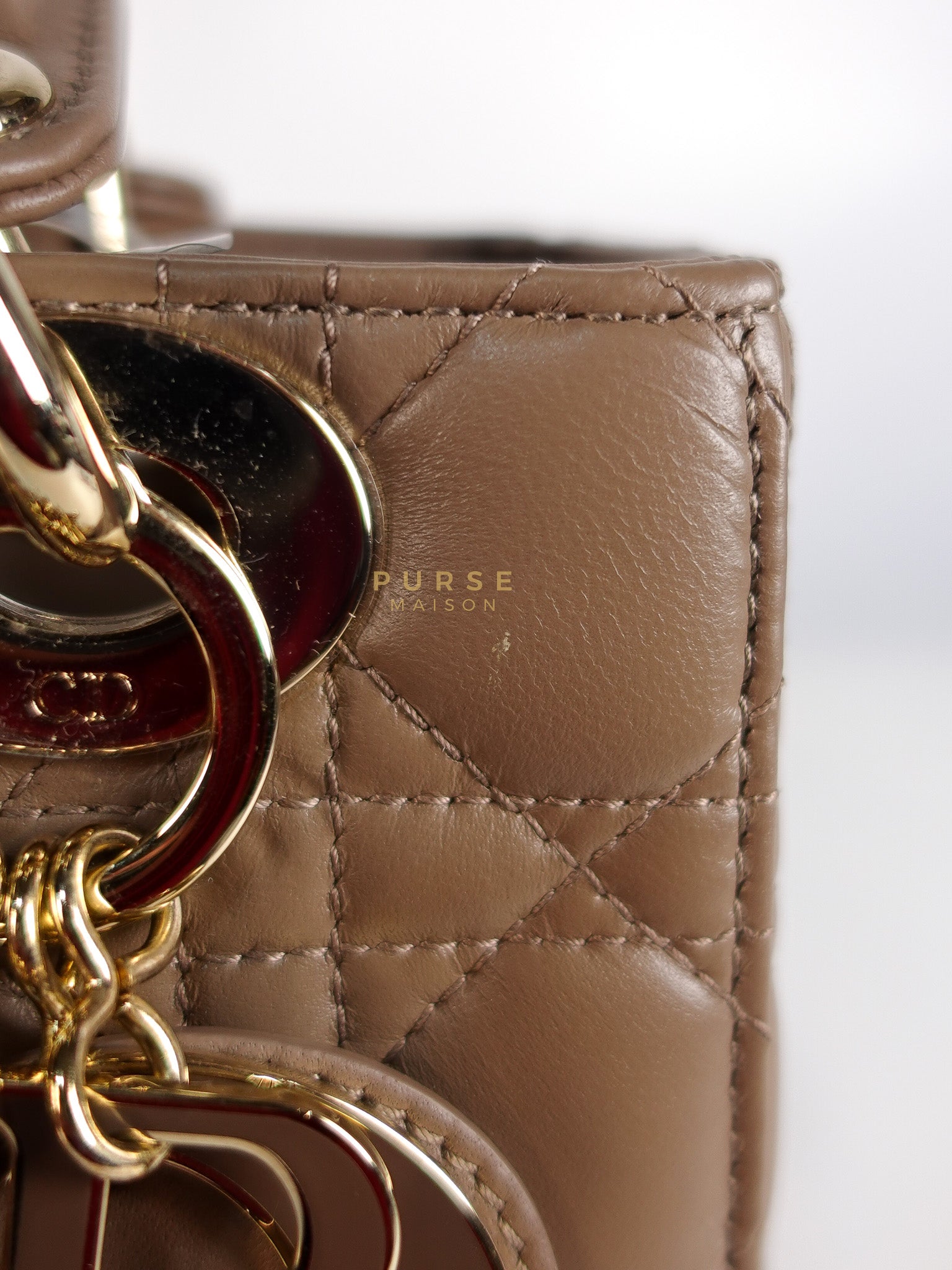 Lady Dior My ABCDior Small Bag in Taupe Quilted Lambskin Leather & Gold Hardware | Purse Maison Luxury Bags Shop