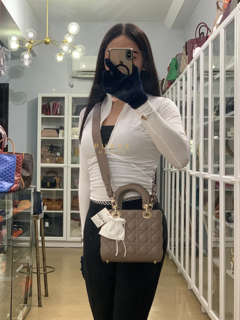 Lady Dior My ABCDior Small Bag in Taupe Quilted Lambskin Leather & Gold Hardware | Purse Maison Luxury Bags Shop