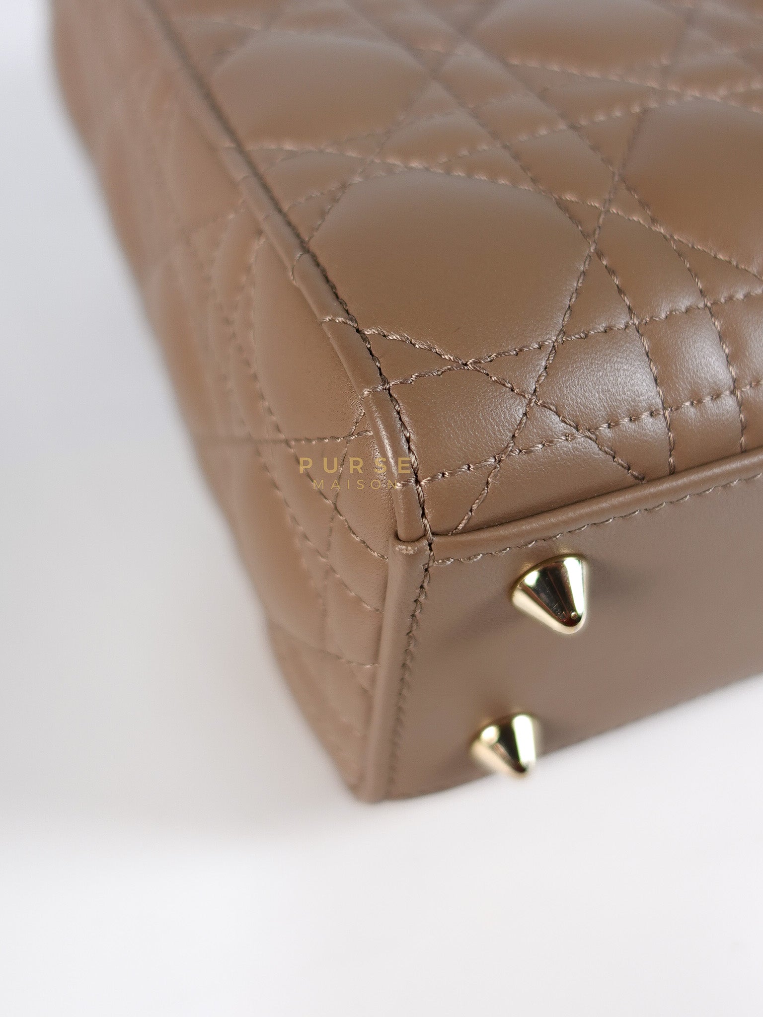 Lady Dior My ABCDior Small Bag in Taupe Quilted Lambskin Leather & Gold Hardware | Purse Maison Luxury Bags Shop