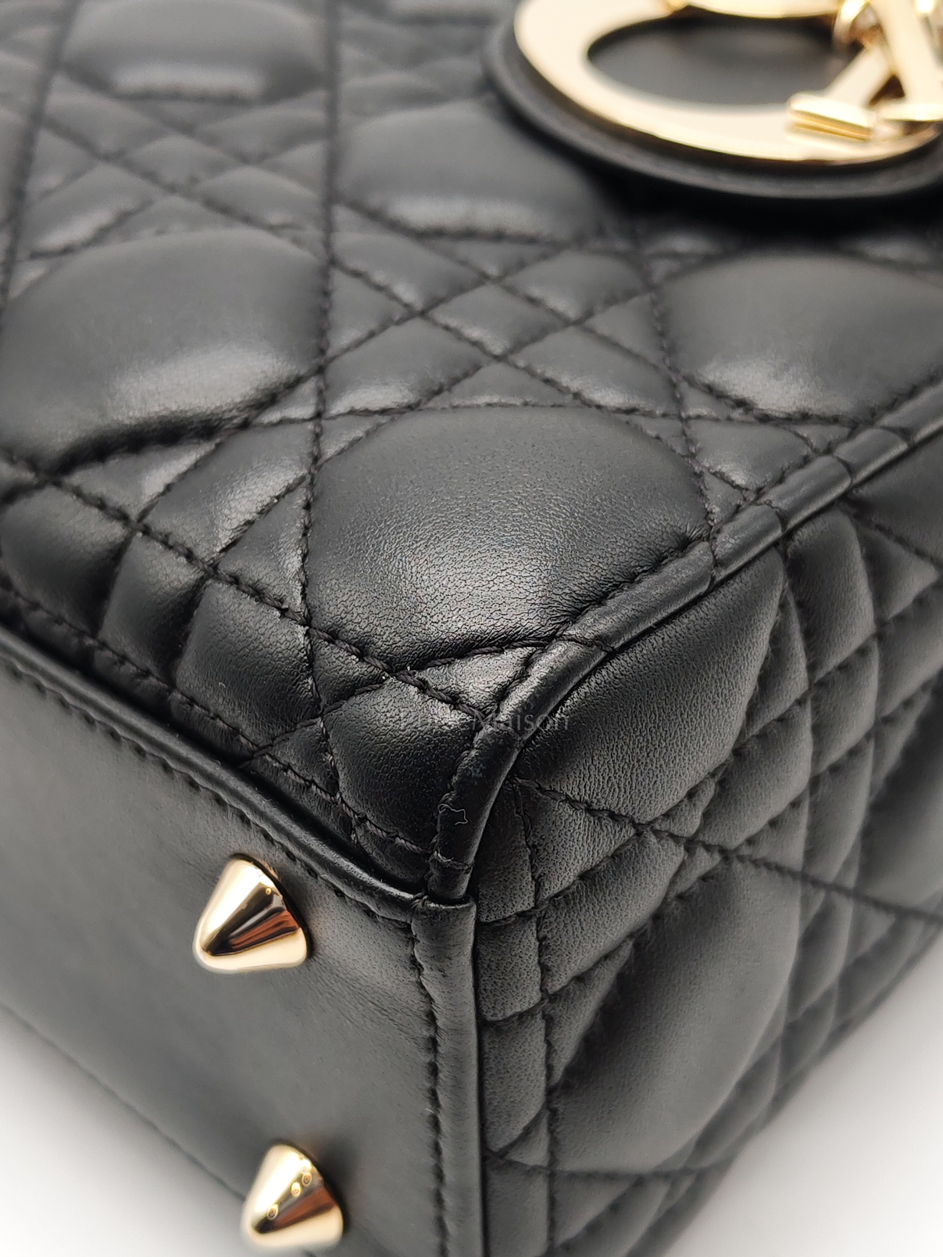 Lady Dior My ABCDior Small in Black Quilted Cannage Lambskin Leather & Light Gold Hardware | Purse Maison Luxury Bags Shop