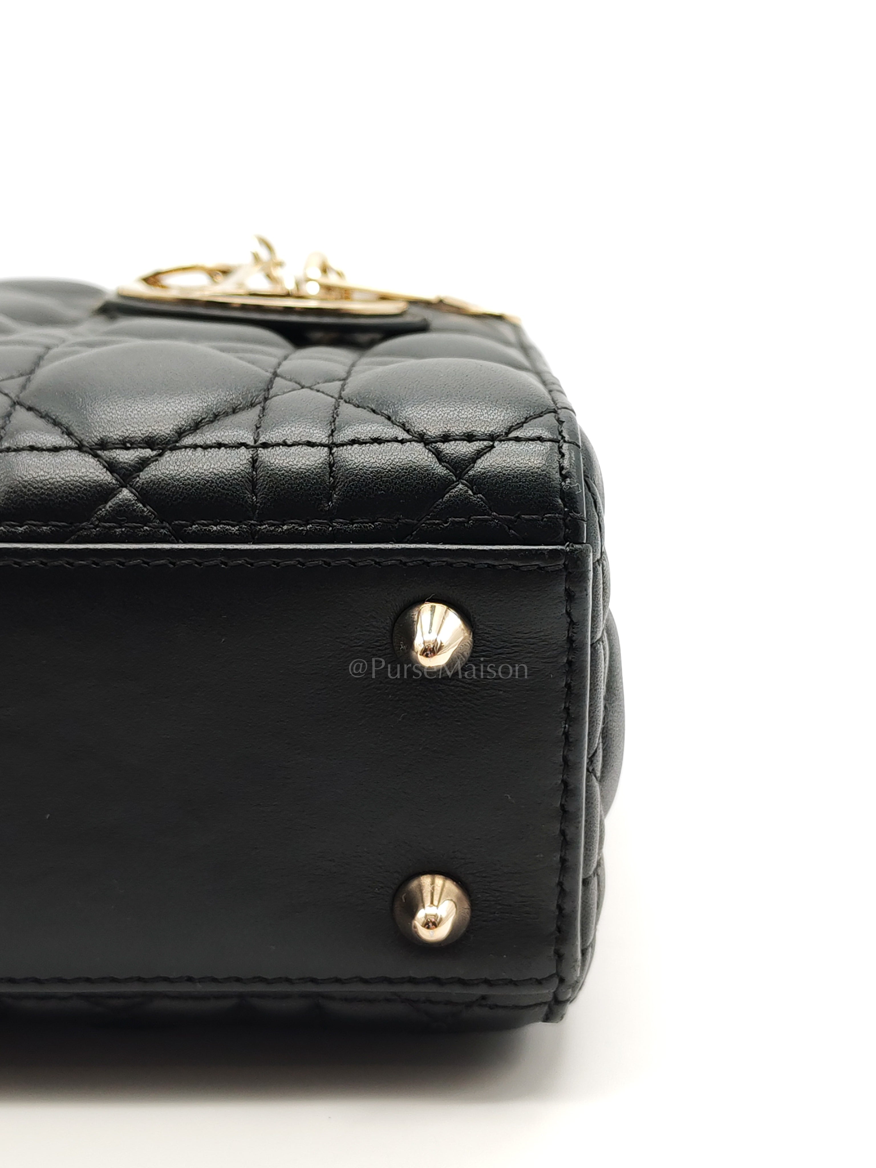 Lady Dior My ABCDior Small in Black Quilted Cannage Lambskin Leather & Light Gold Hardware | Purse Maison Luxury Bags Shop